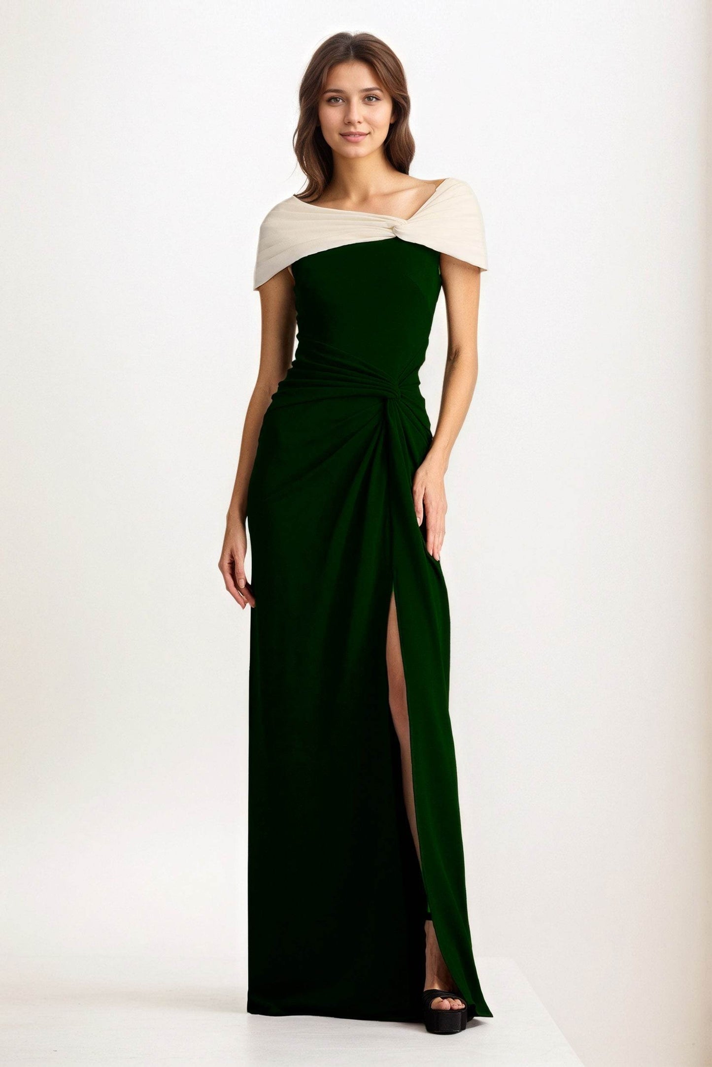 Sheath-Column Maxi Chiffon Wedding Guest Dress CG0279 - COCOMELODY