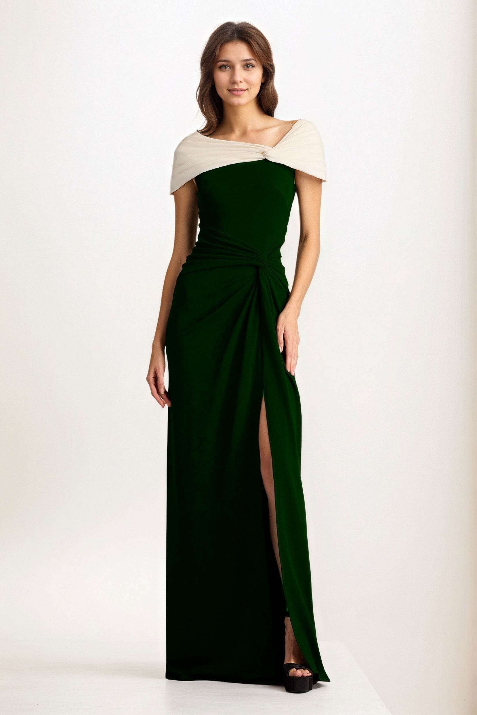 Sheath-Column Maxi Chiffon Wedding Guest Dress CG0279 - COCOMELODY