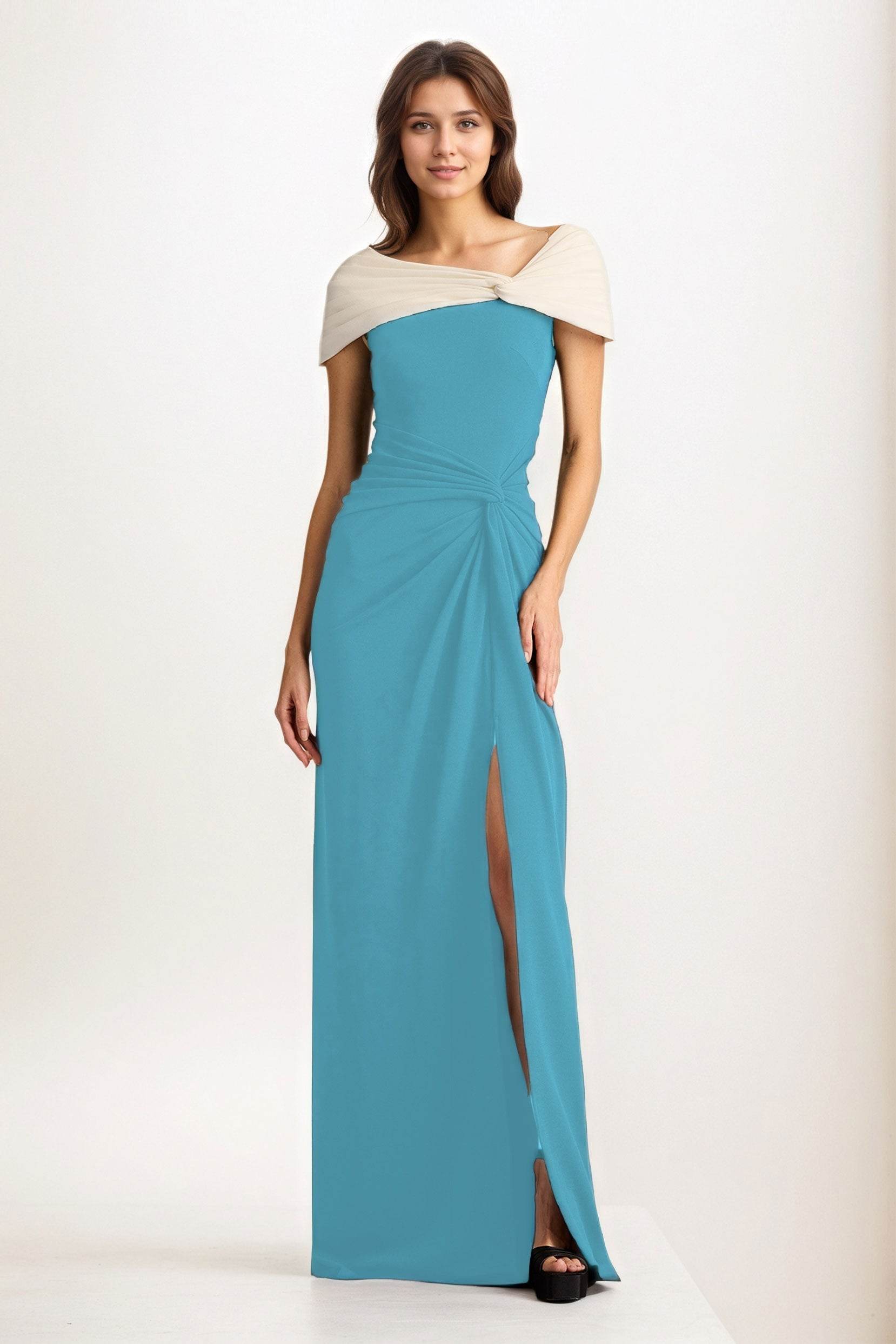 Sheath-Column Maxi Chiffon Wedding Guest Dress CG0279 - COCOMELODY