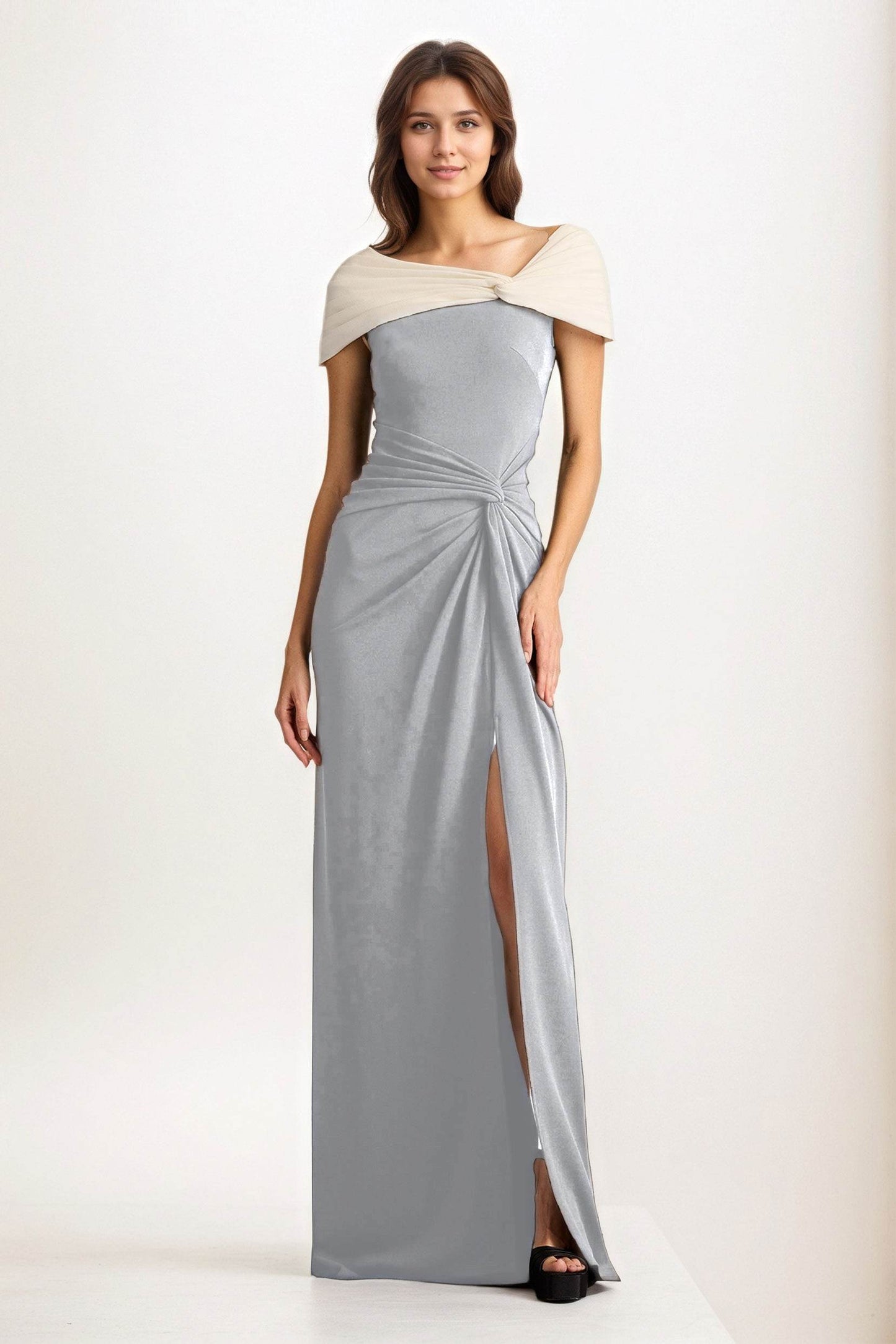 Sheath-Column Maxi Chiffon Wedding Guest Dress CG0279 - COCOMELODY
