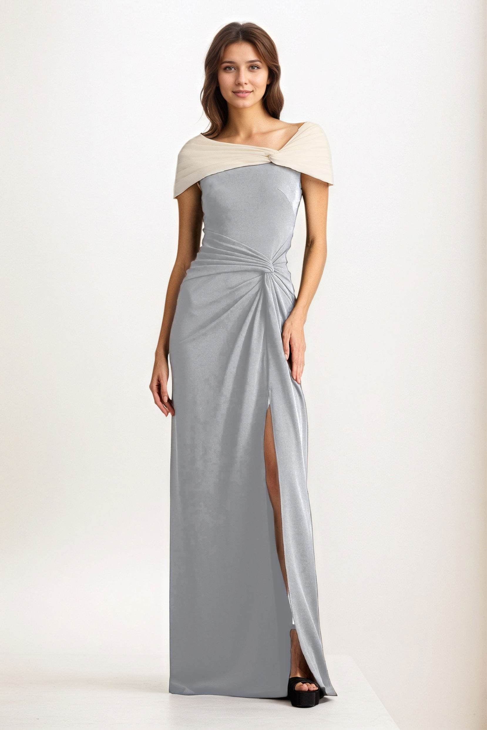 Sheath-Column Maxi Chiffon Wedding Guest Dress CG0279 - COCOMELODY