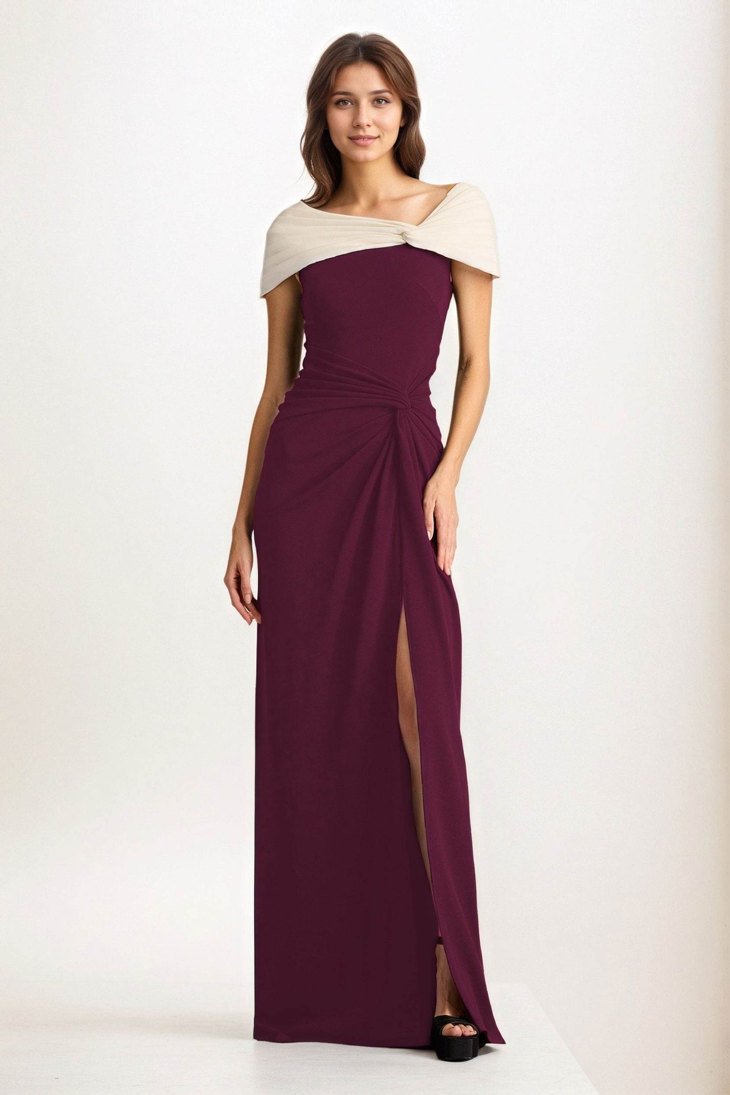 Sheath-Column Maxi Chiffon Wedding Guest Dress CG0279 - COCOMELODY