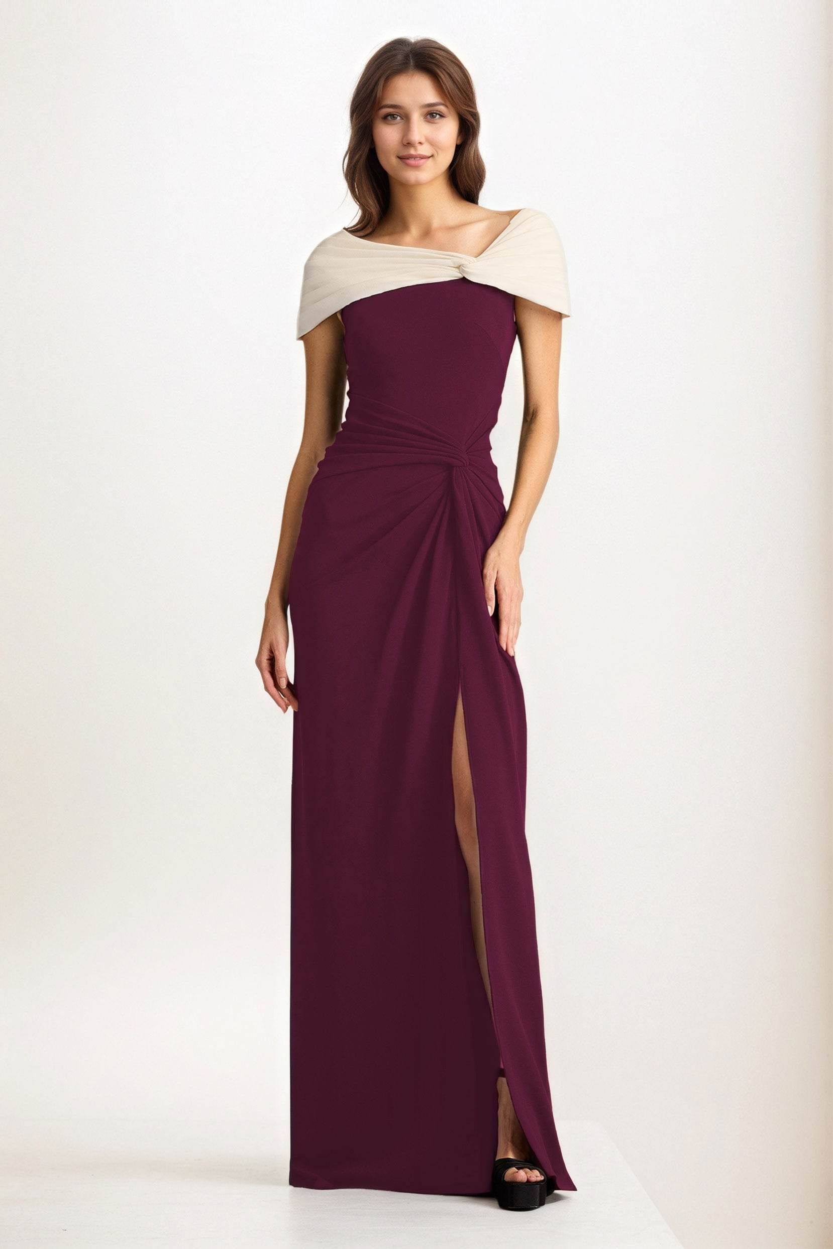 Sheath-Column Maxi Chiffon Wedding Guest Dress CG0279 - COCOMELODY