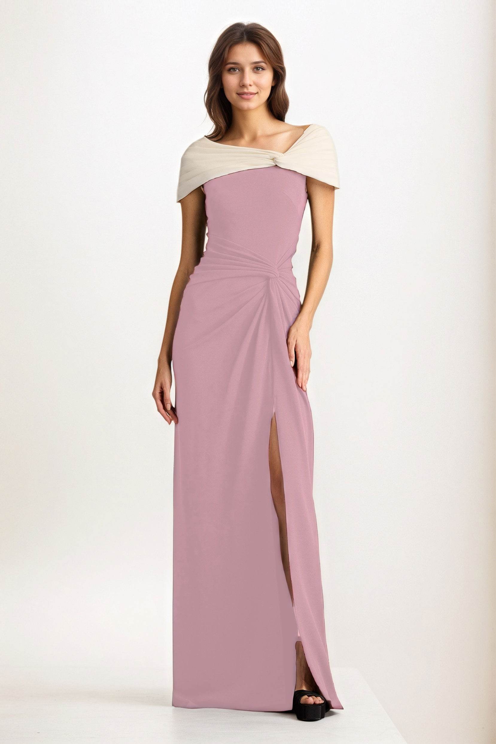 Sheath-Column Maxi Chiffon Wedding Guest Dress CG0279 - COCOMELODY