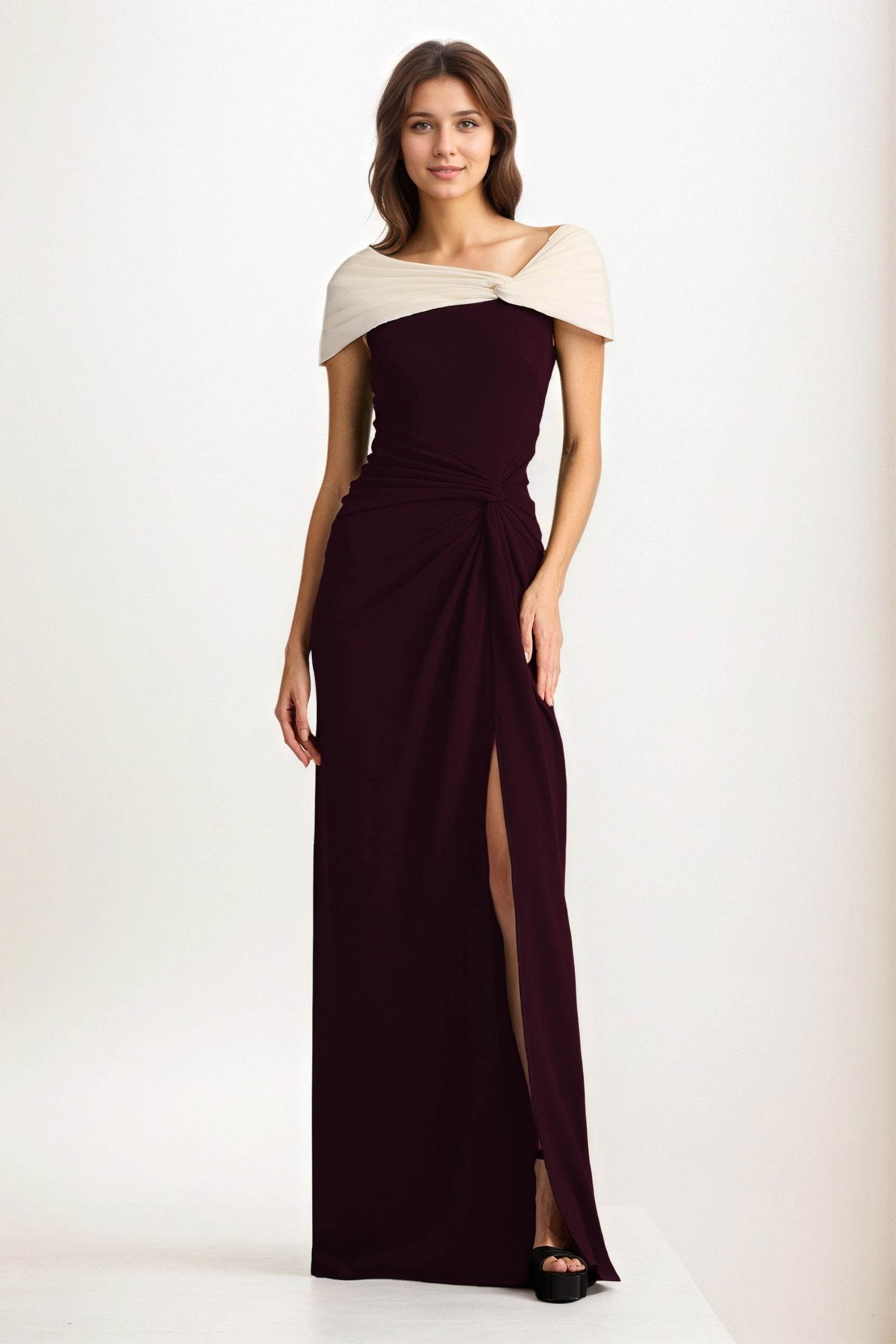 Sheath-Column Maxi Chiffon Wedding Guest Dress CG0279 - COCOMELODY