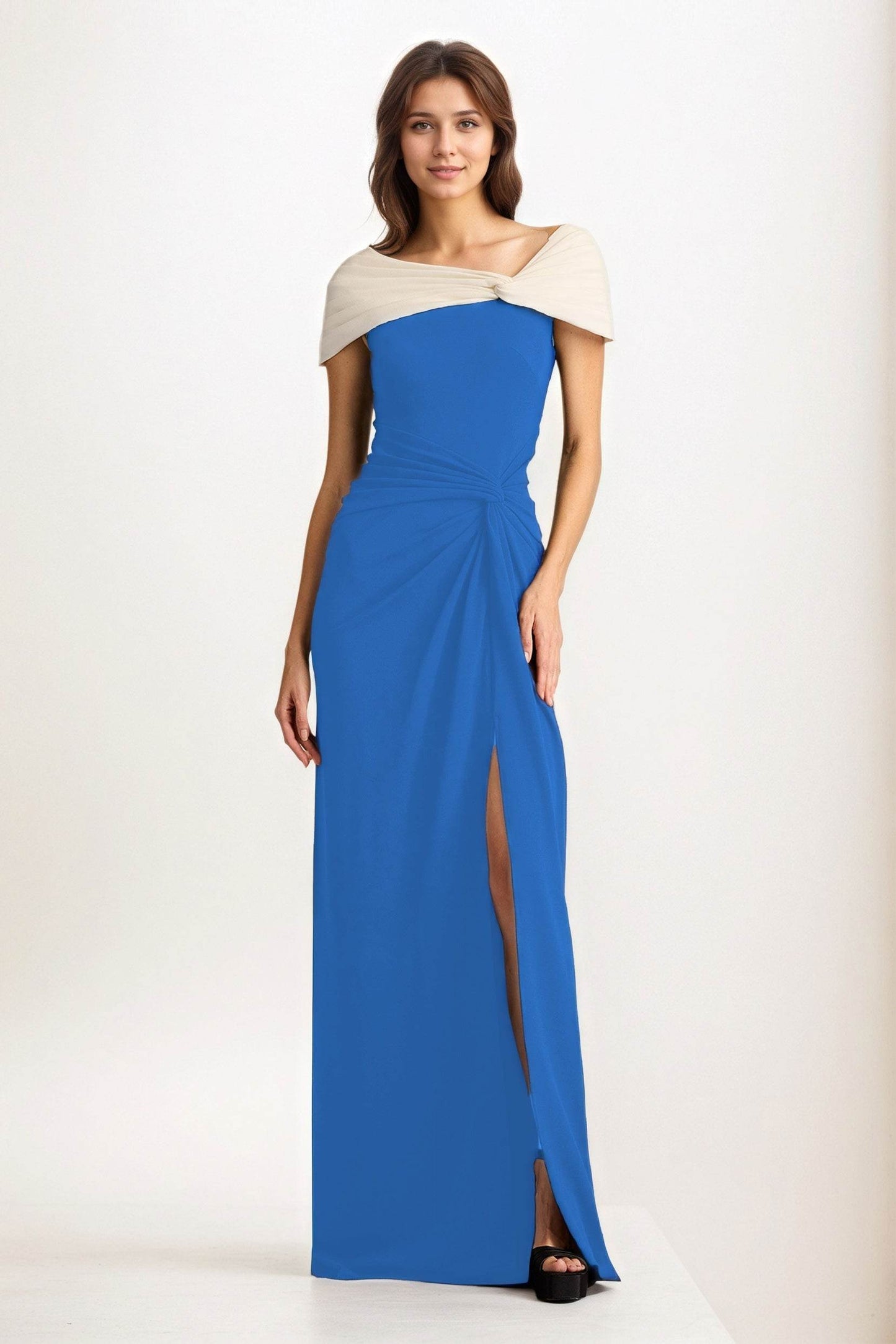 Sheath-Column Maxi Chiffon Wedding Guest Dress CG0279 - COCOMELODY