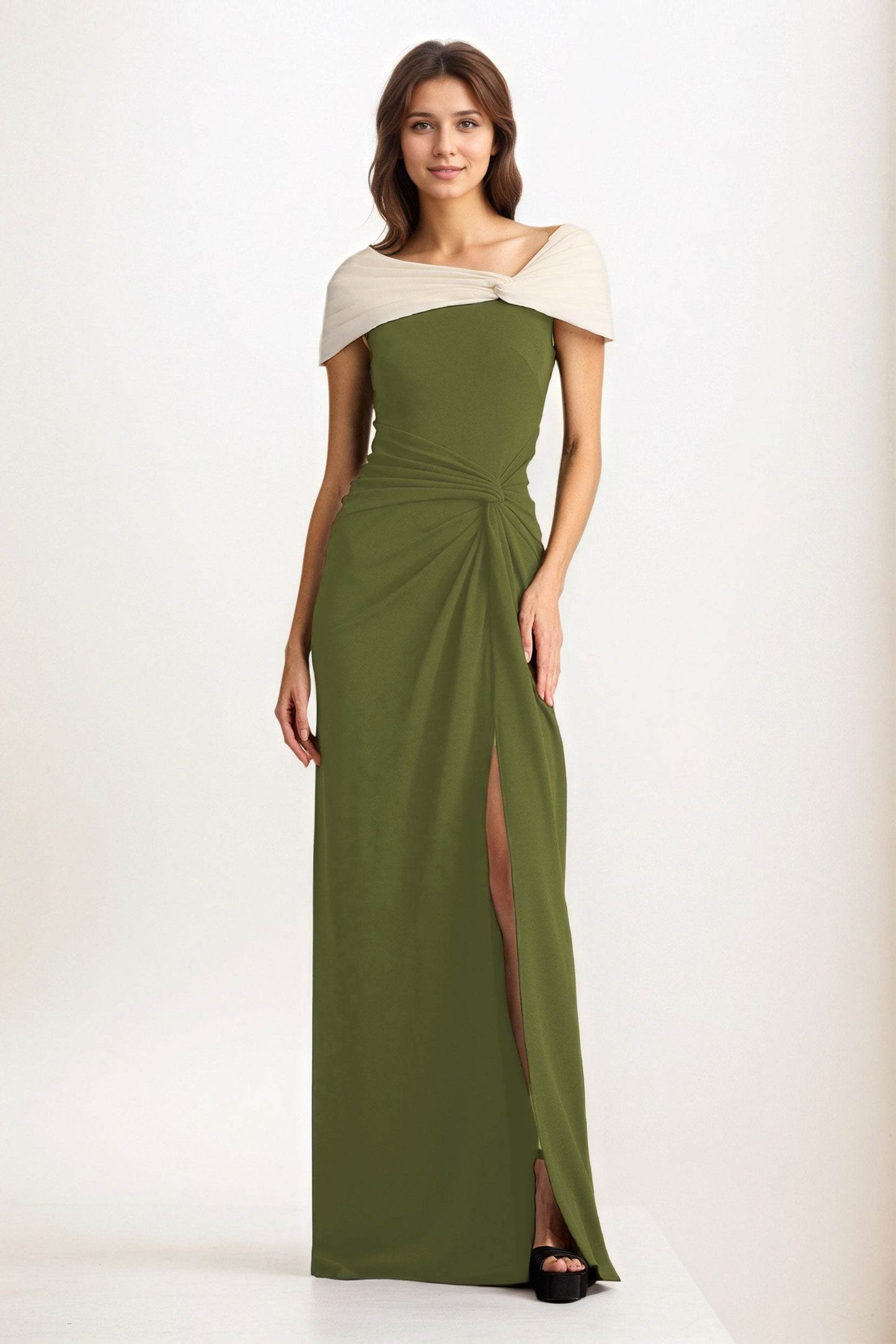 Sheath-Column Maxi Chiffon Wedding Guest Dress CG0279 - COCOMELODY