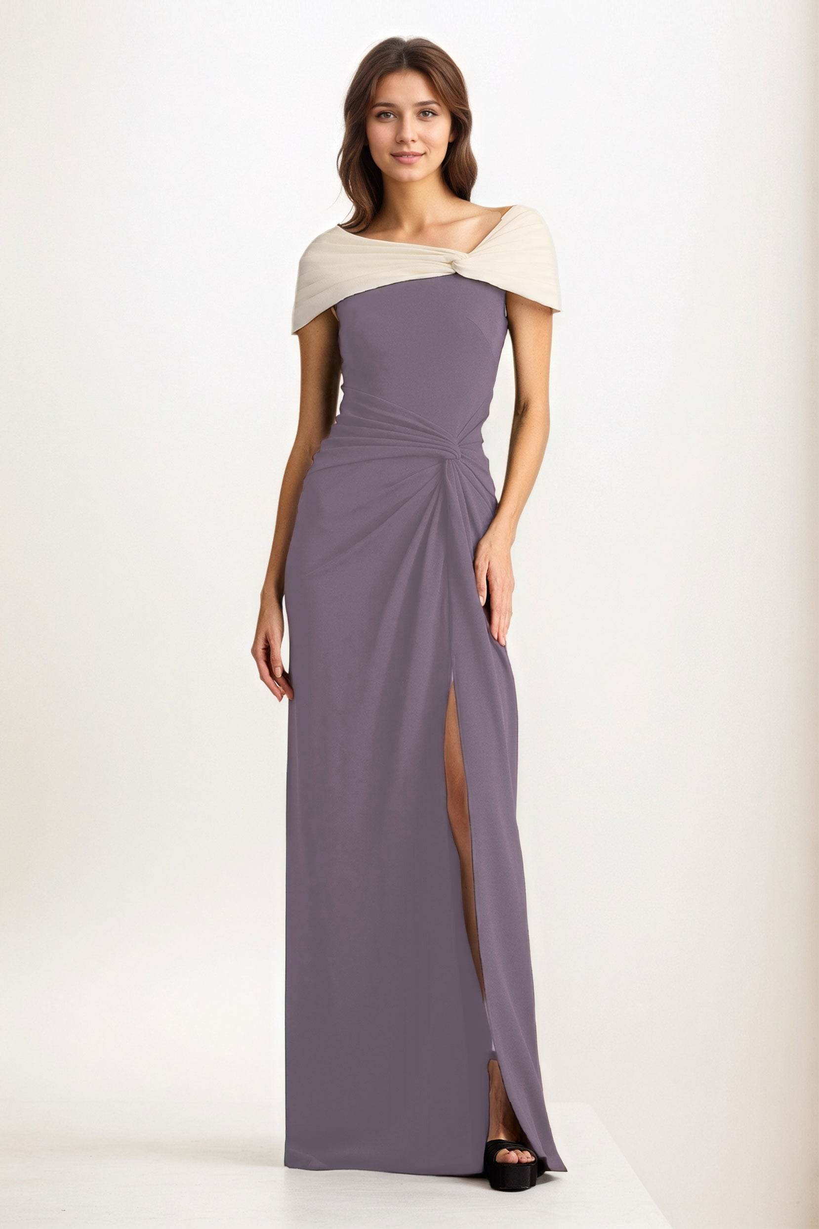 Sheath-Column Maxi Chiffon Wedding Guest Dress CG0279 - COCOMELODY