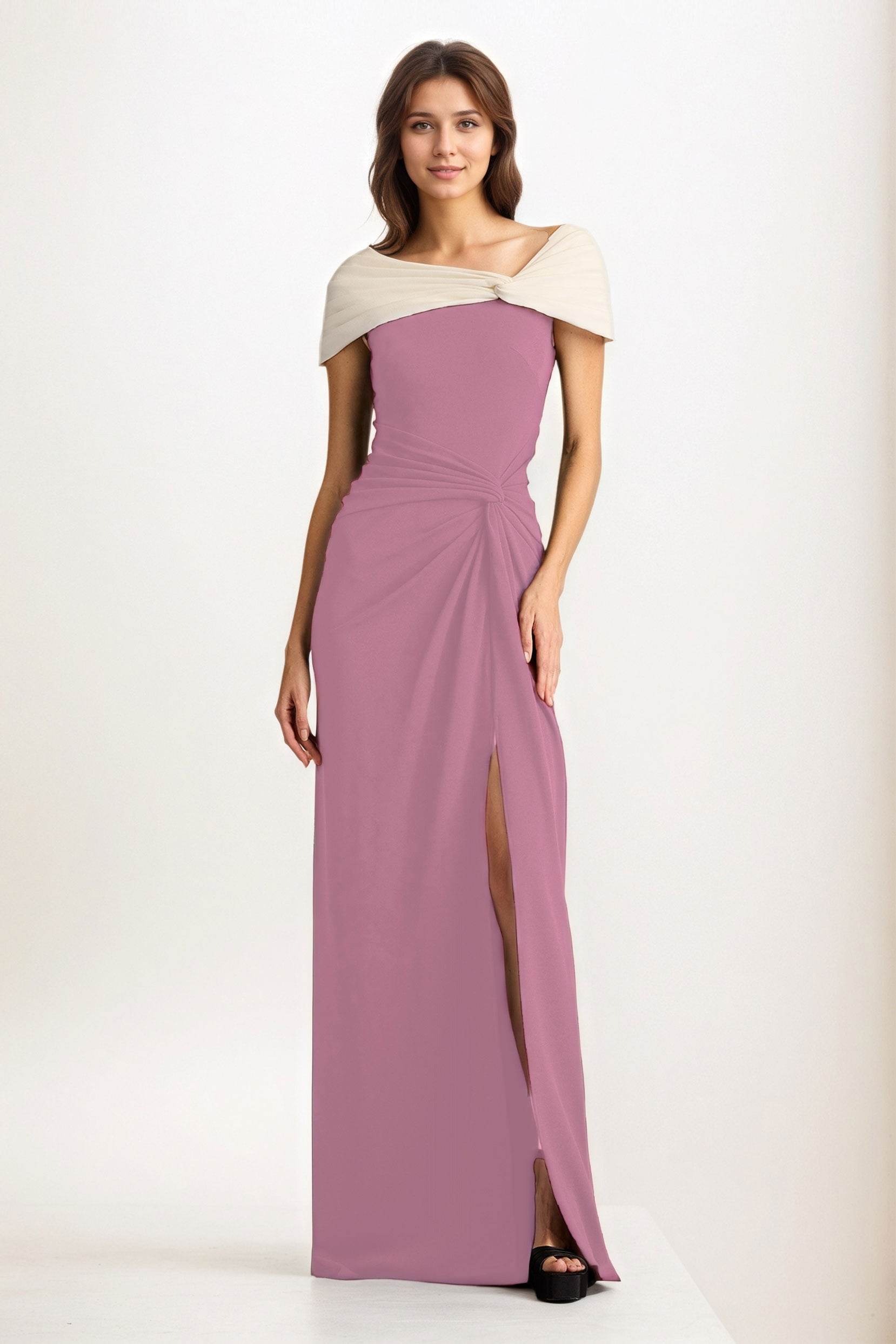Sheath-Column Maxi Chiffon Wedding Guest Dress CG0279 - COCOMELODY