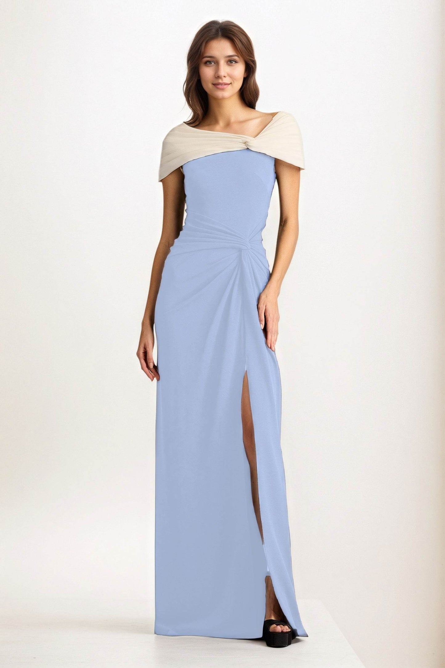 Sheath-Column Maxi Chiffon Wedding Guest Dress CG0279 - COCOMELODY