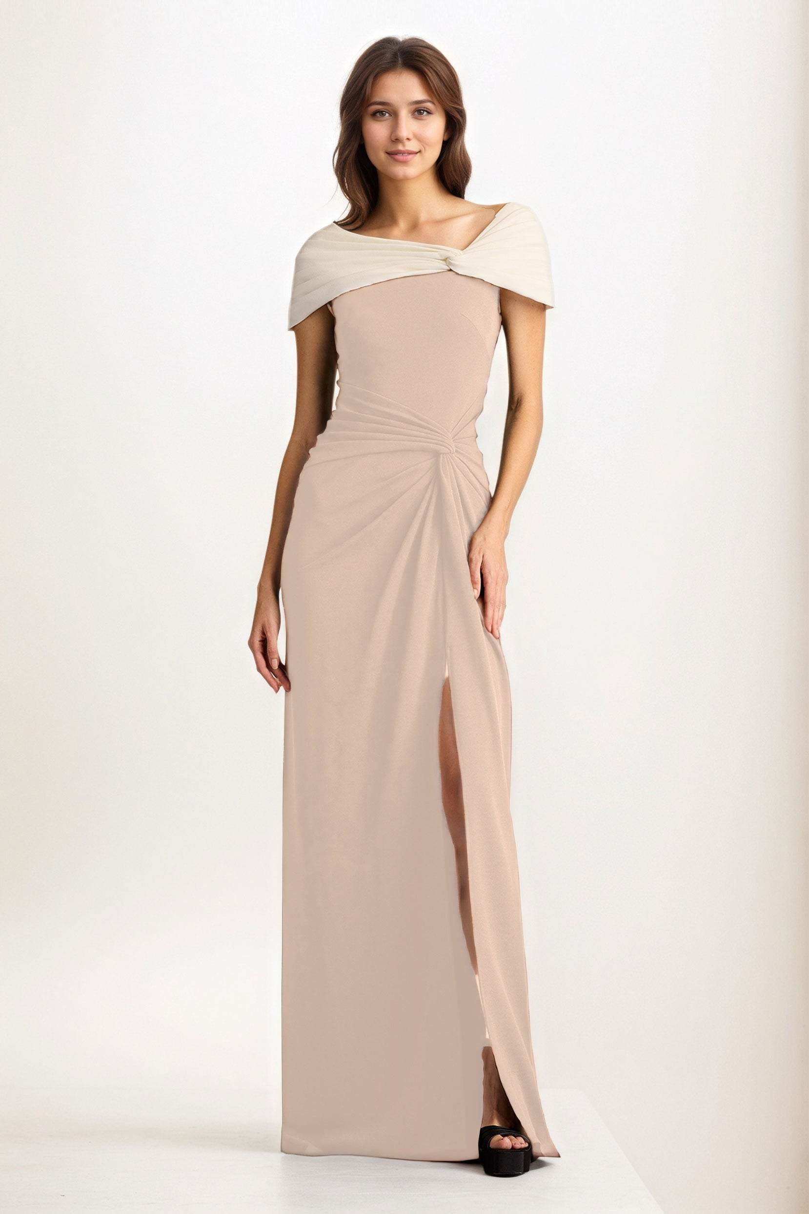 Sheath-Column Maxi Chiffon Wedding Guest Dress CG0279 - COCOMELODY