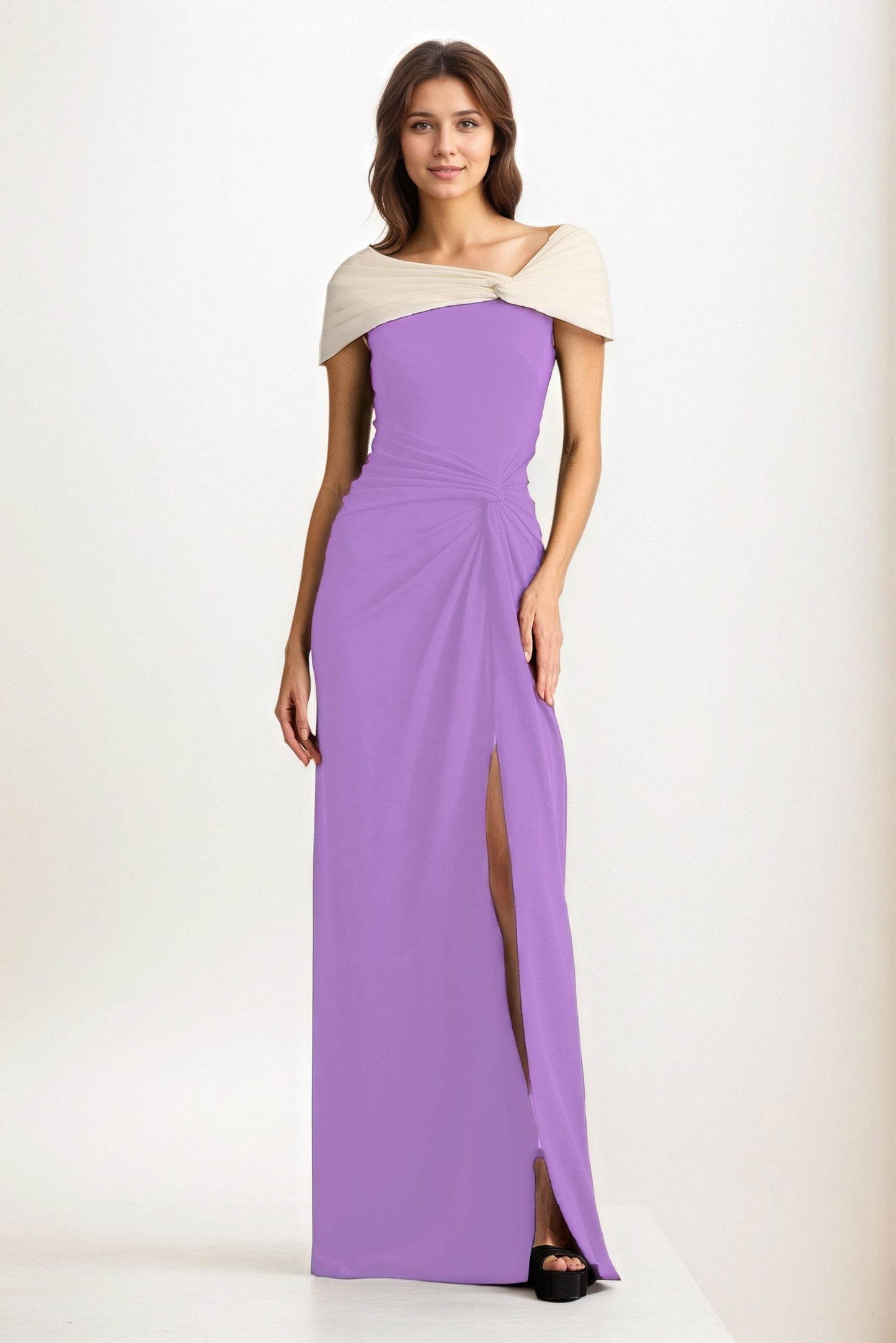 Sheath-Column Maxi Chiffon Wedding Guest Dress CG0279 - COCOMELODY