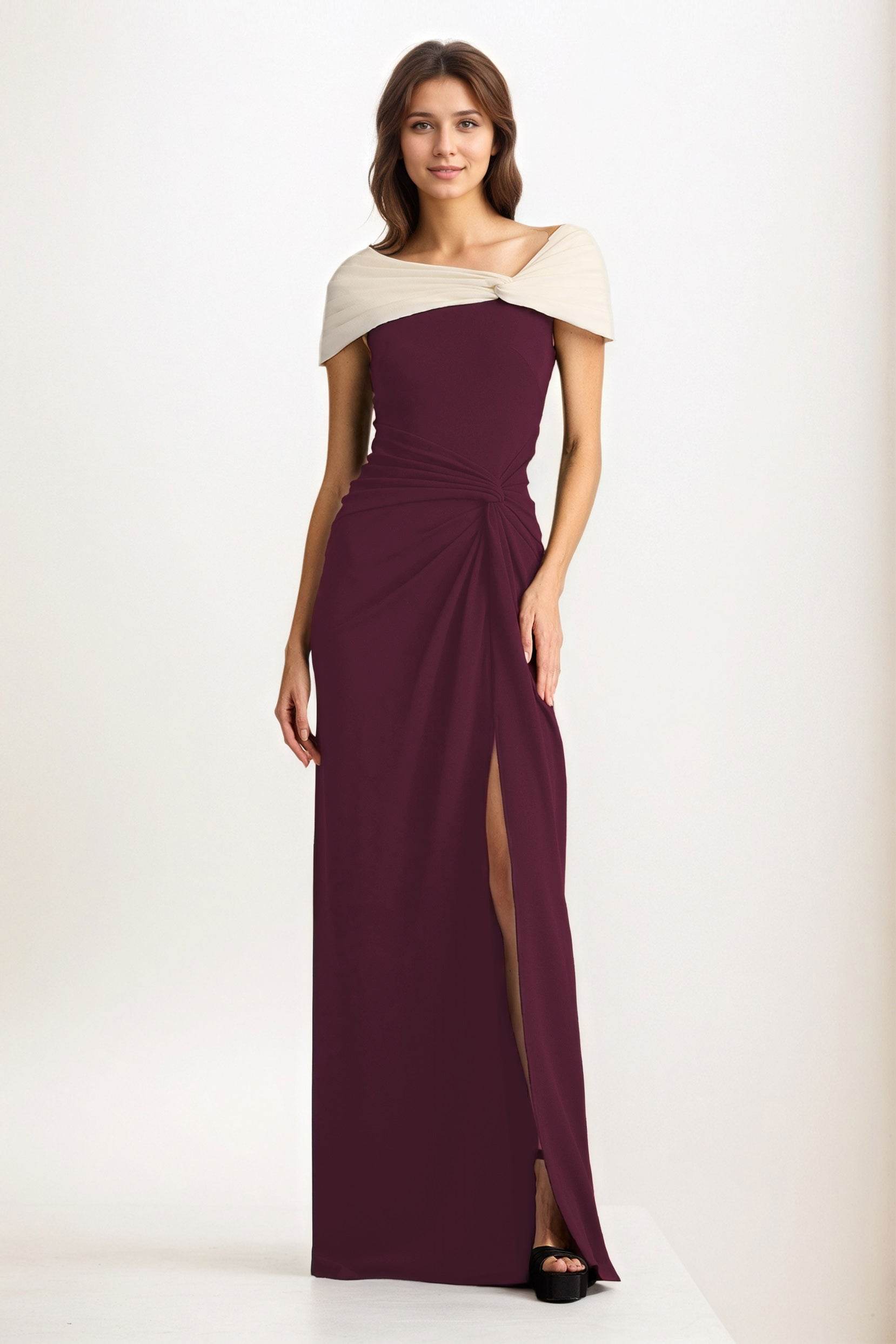 Sheath-Column Maxi Chiffon Wedding Guest Dress CG0279 - COCOMELODY