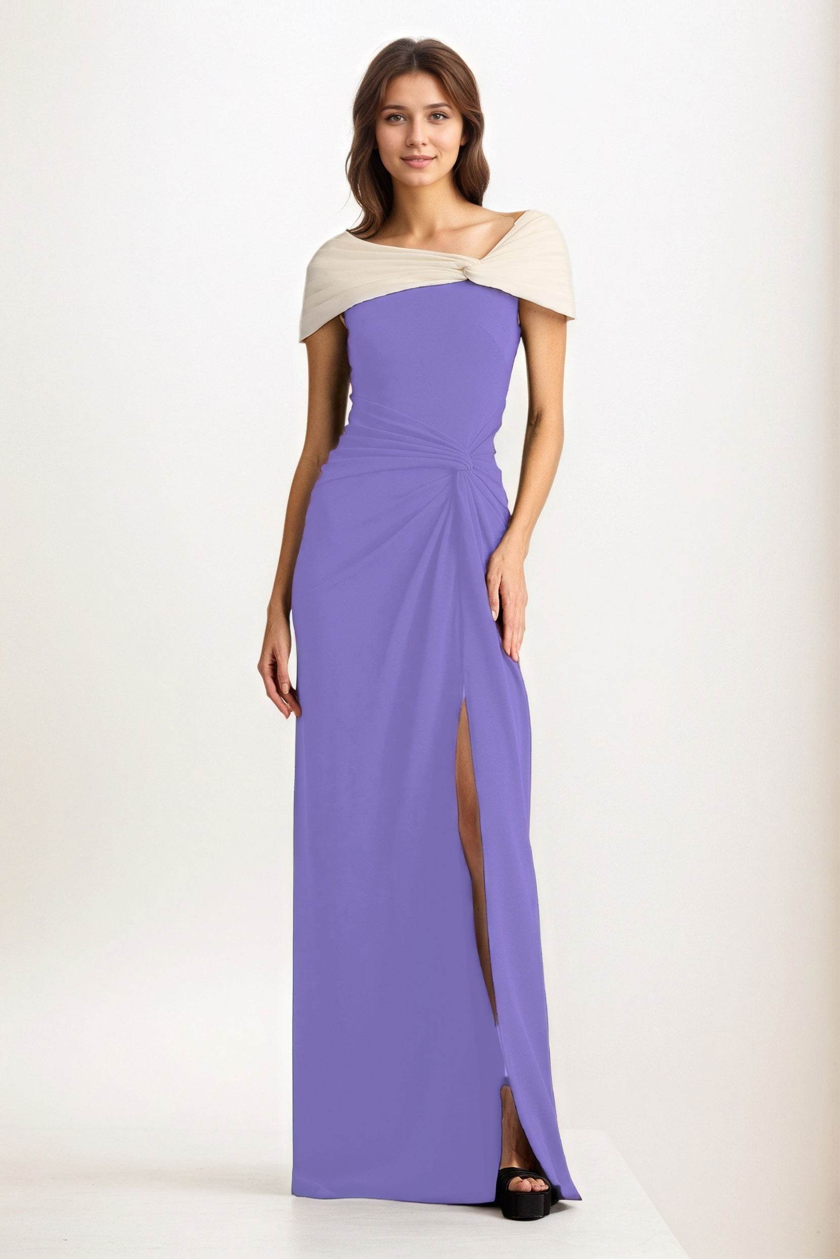 Sheath-Column Maxi Chiffon Wedding Guest Dress CG0279 - COCOMELODY