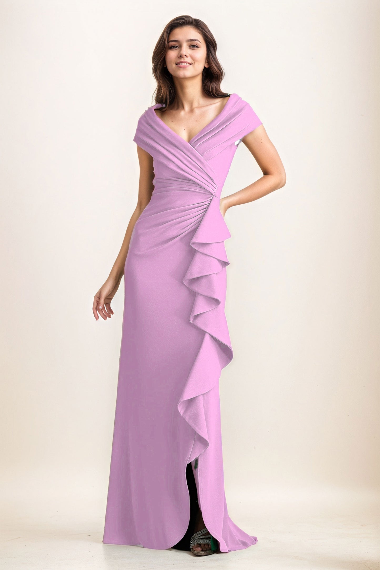 Sheath-Column Maxi Elastic Cloth Wedding Guest Dress CG0280