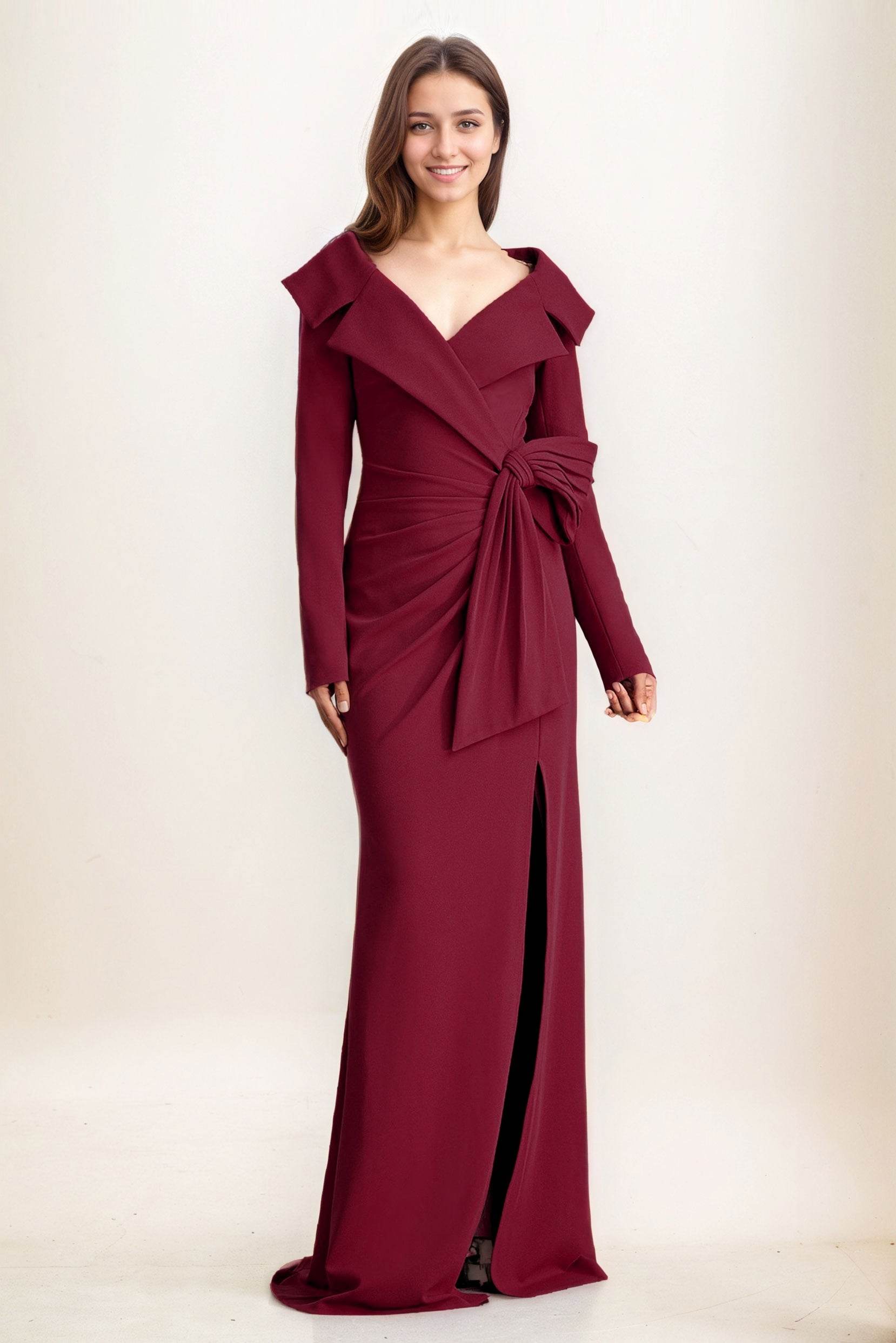 Sheath-Column Maxi Elastic Cloth Wedding Guest Dress CG0283 - COCOMELODY