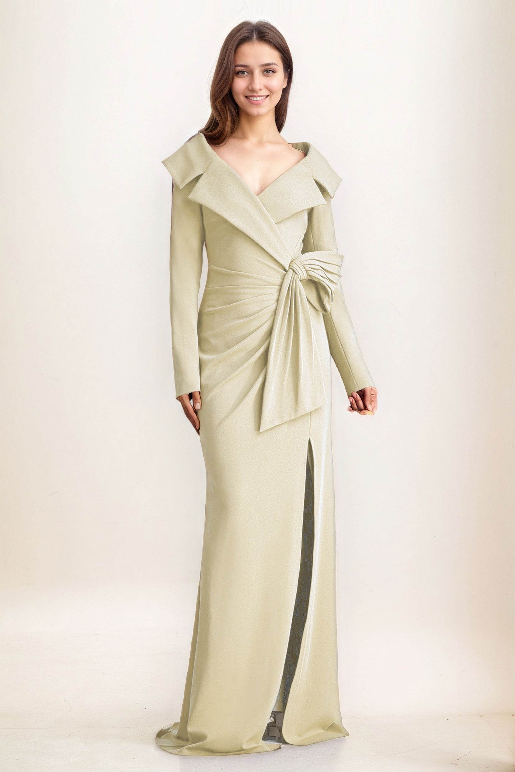 Sheath-Column Maxi Elastic Cloth Wedding Guest Dress CG0283 - COCOMELODY