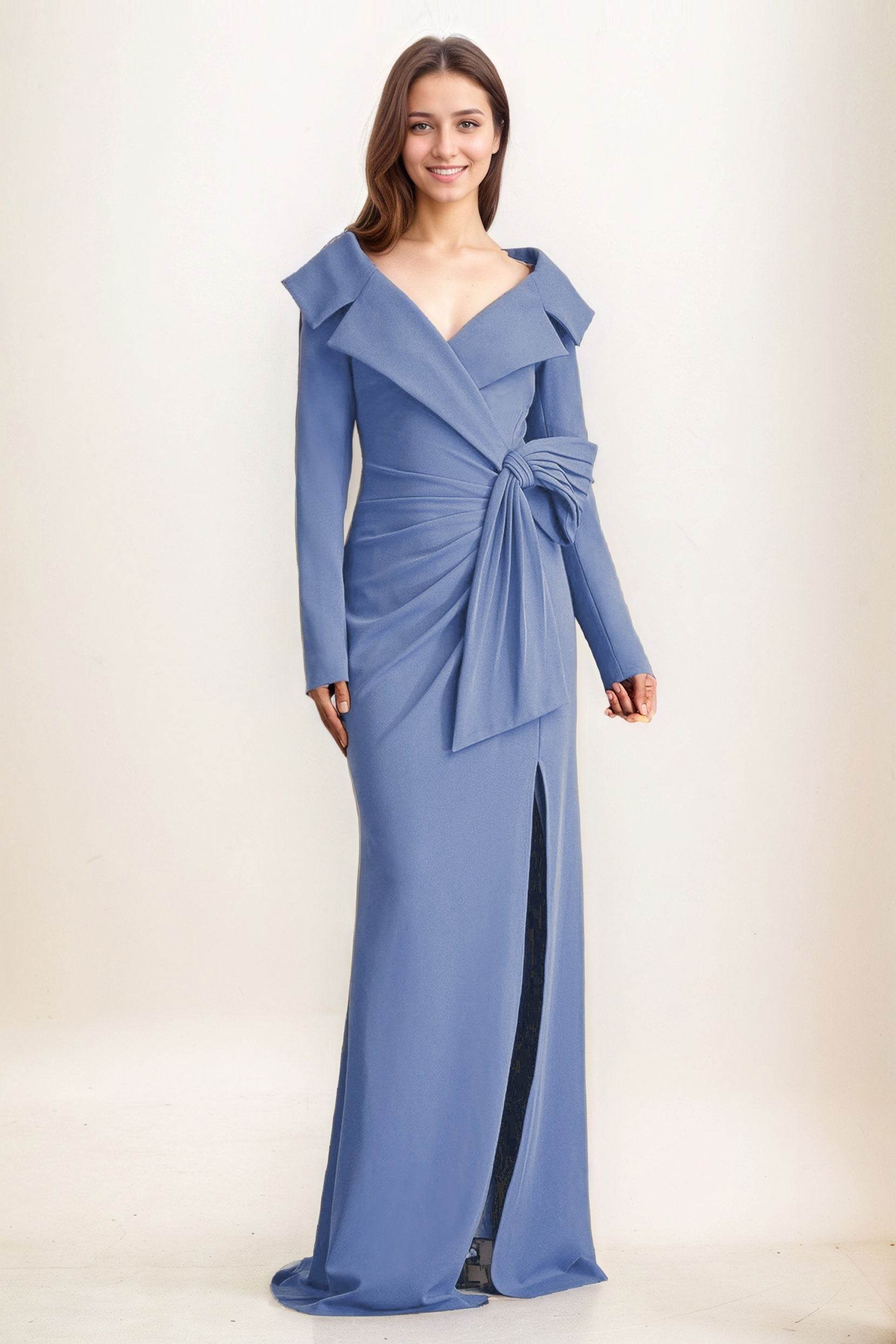 Sheath-Column Maxi Elastic Cloth Wedding Guest Dress CG0283 - COCOMELODY