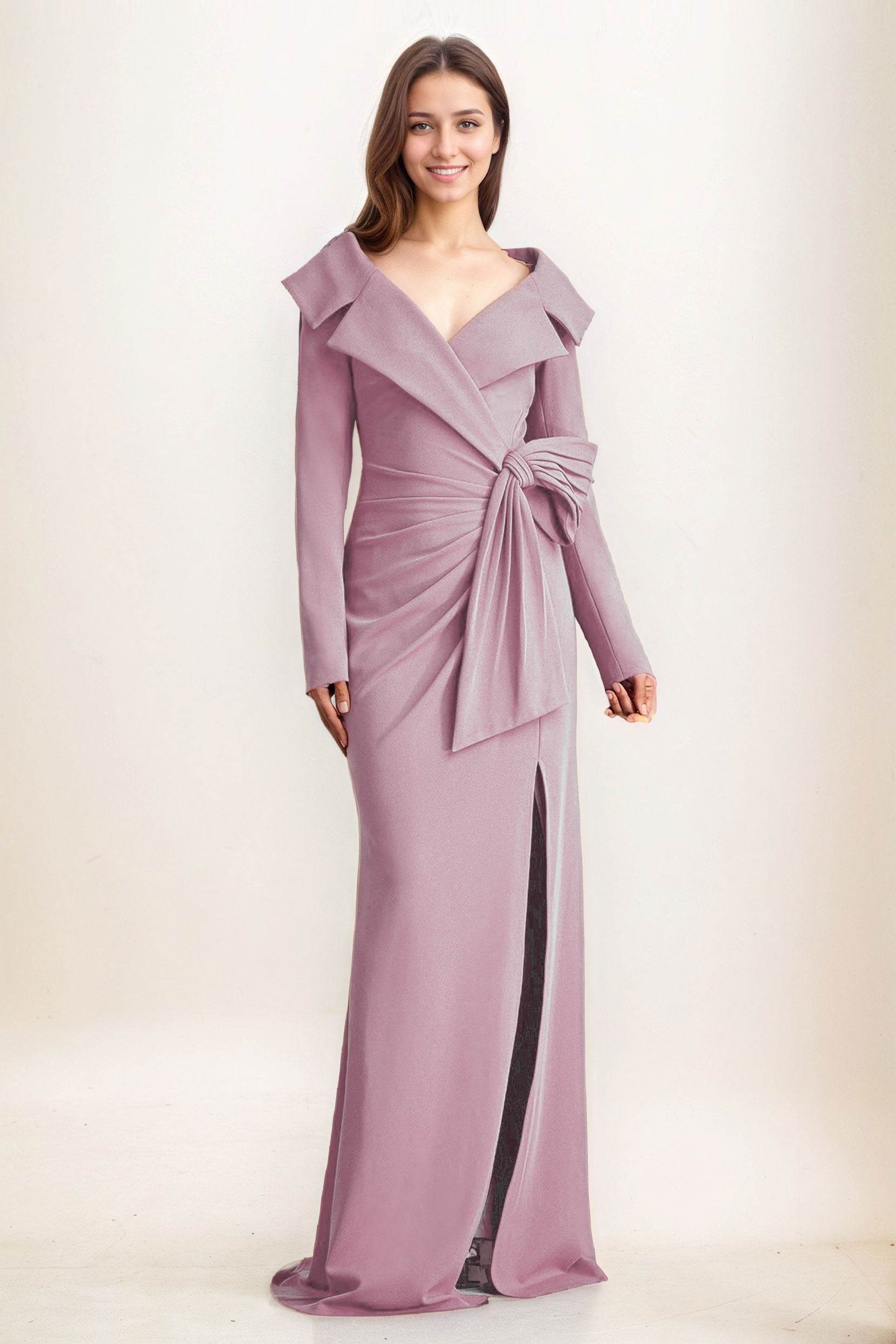 Sheath-Column Maxi Elastic Cloth Wedding Guest Dress CG0283 - COCOMELODY