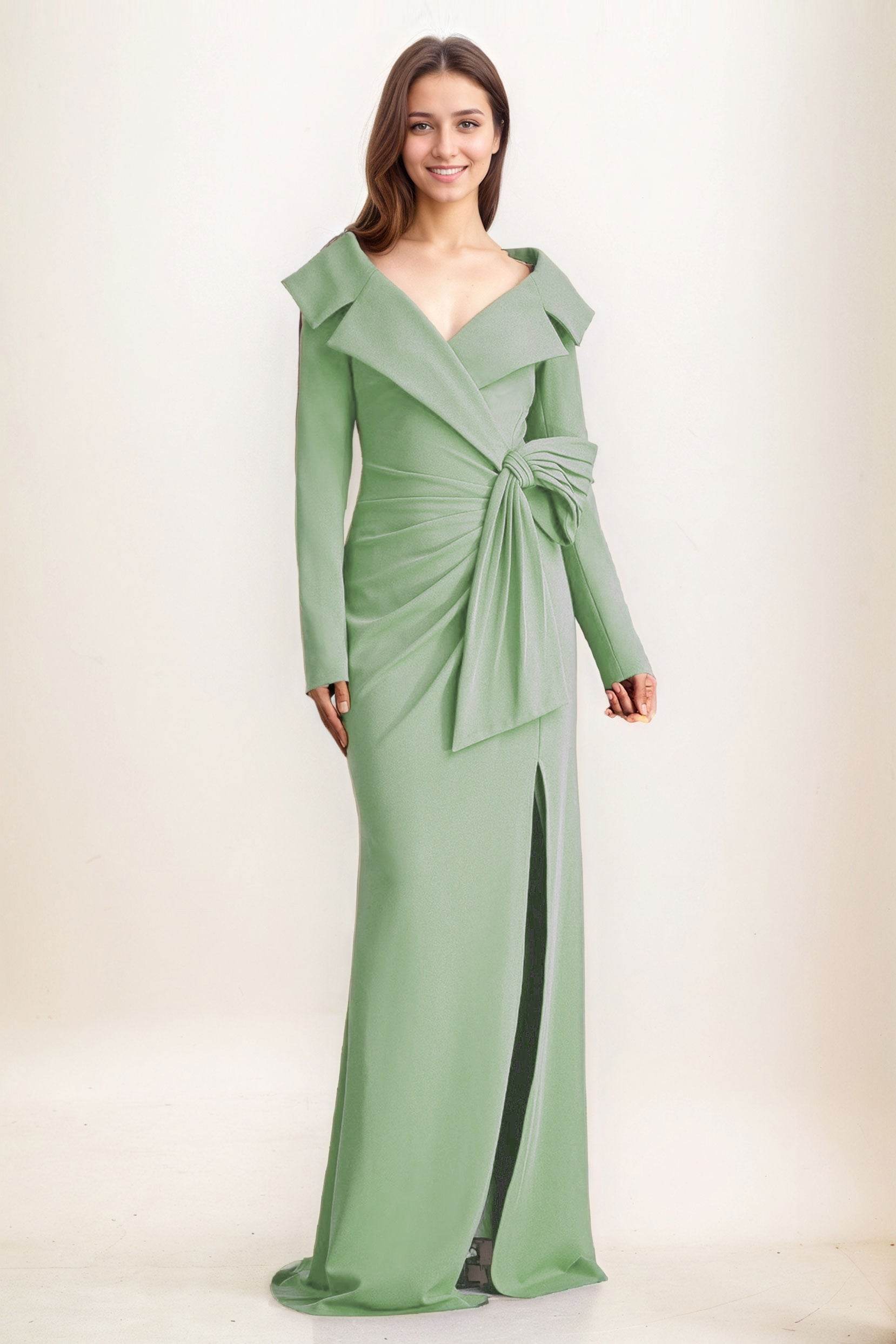 Sheath-Column Maxi Elastic Cloth Wedding Guest Dress CG0283 - COCOMELODY