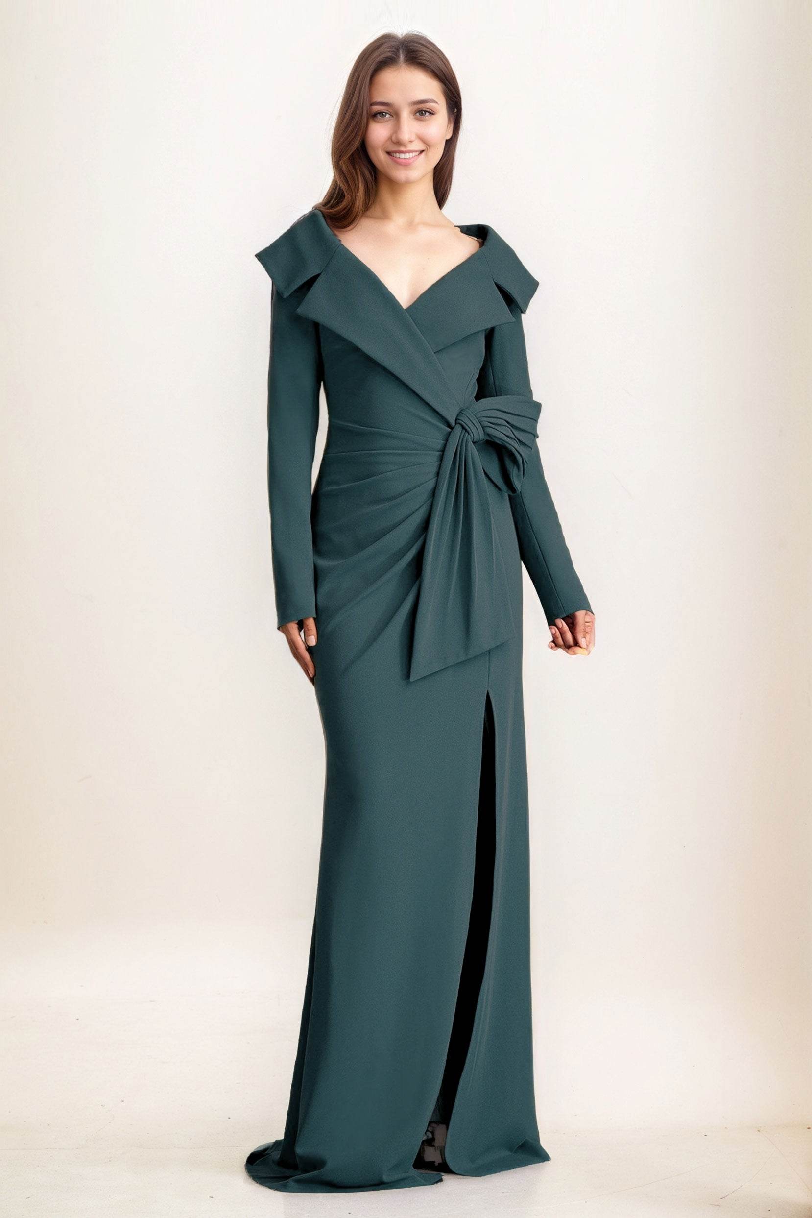 Sheath-Column Maxi Elastic Cloth Wedding Guest Dress CG0283 - COCOMELODY