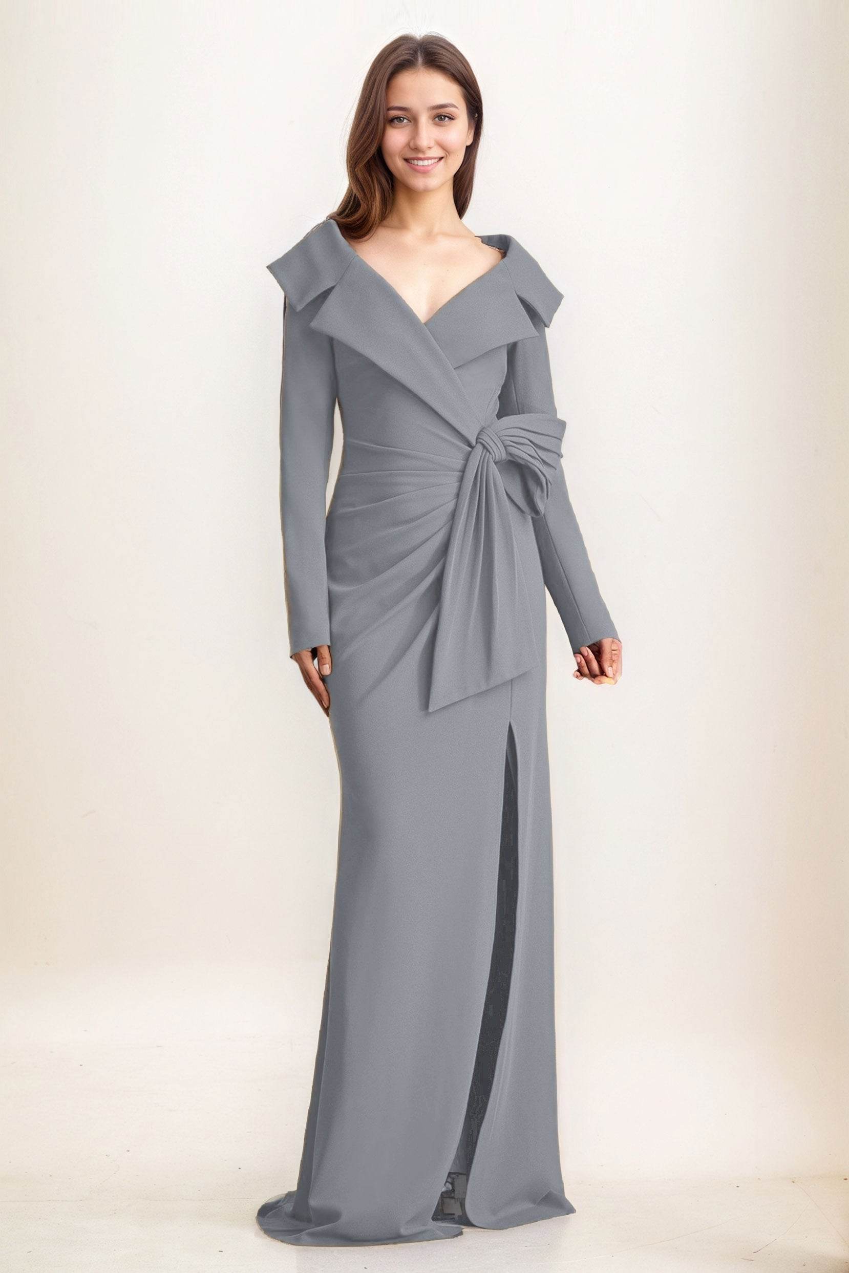 Sheath-Column Maxi Elastic Cloth Wedding Guest Dress CG0283 - COCOMELODY