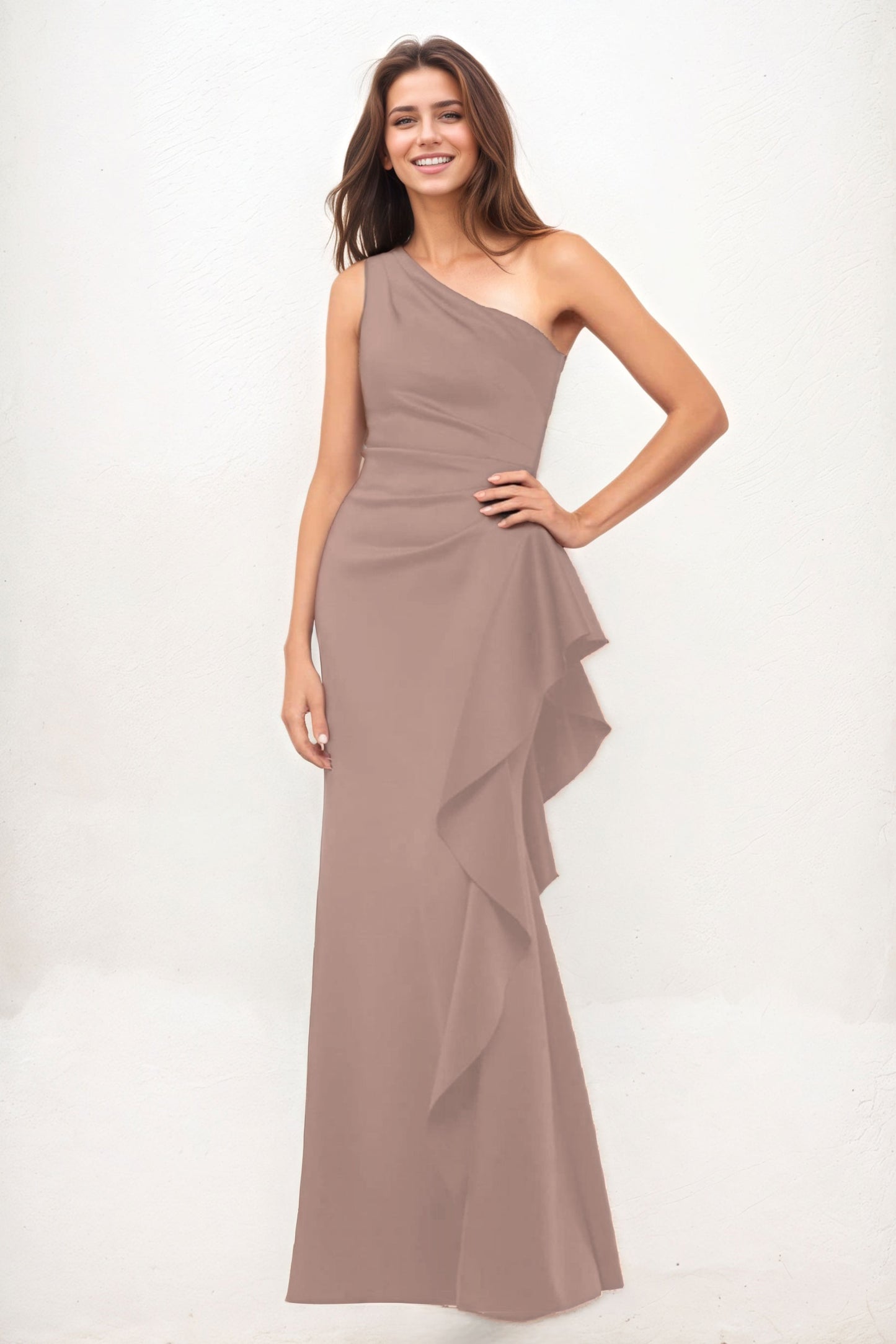 Sheath-Column Maxi Luxe Satin Wedding Guest Dress CG0287