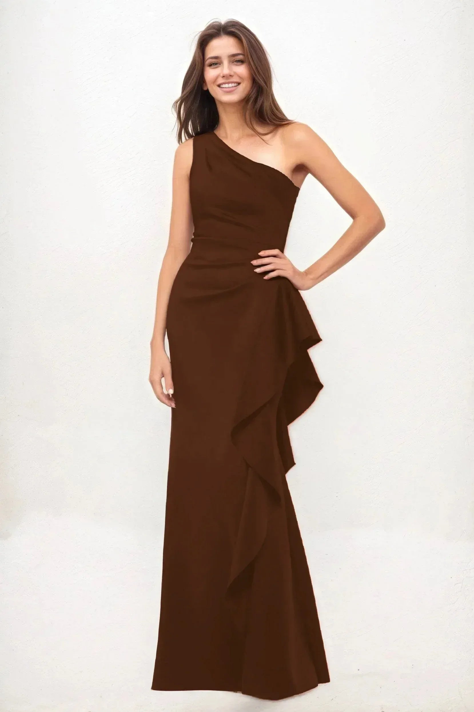 Sheath-Column Maxi Luxe Satin Wedding Guest Dress CG0287 - COCOMELODY