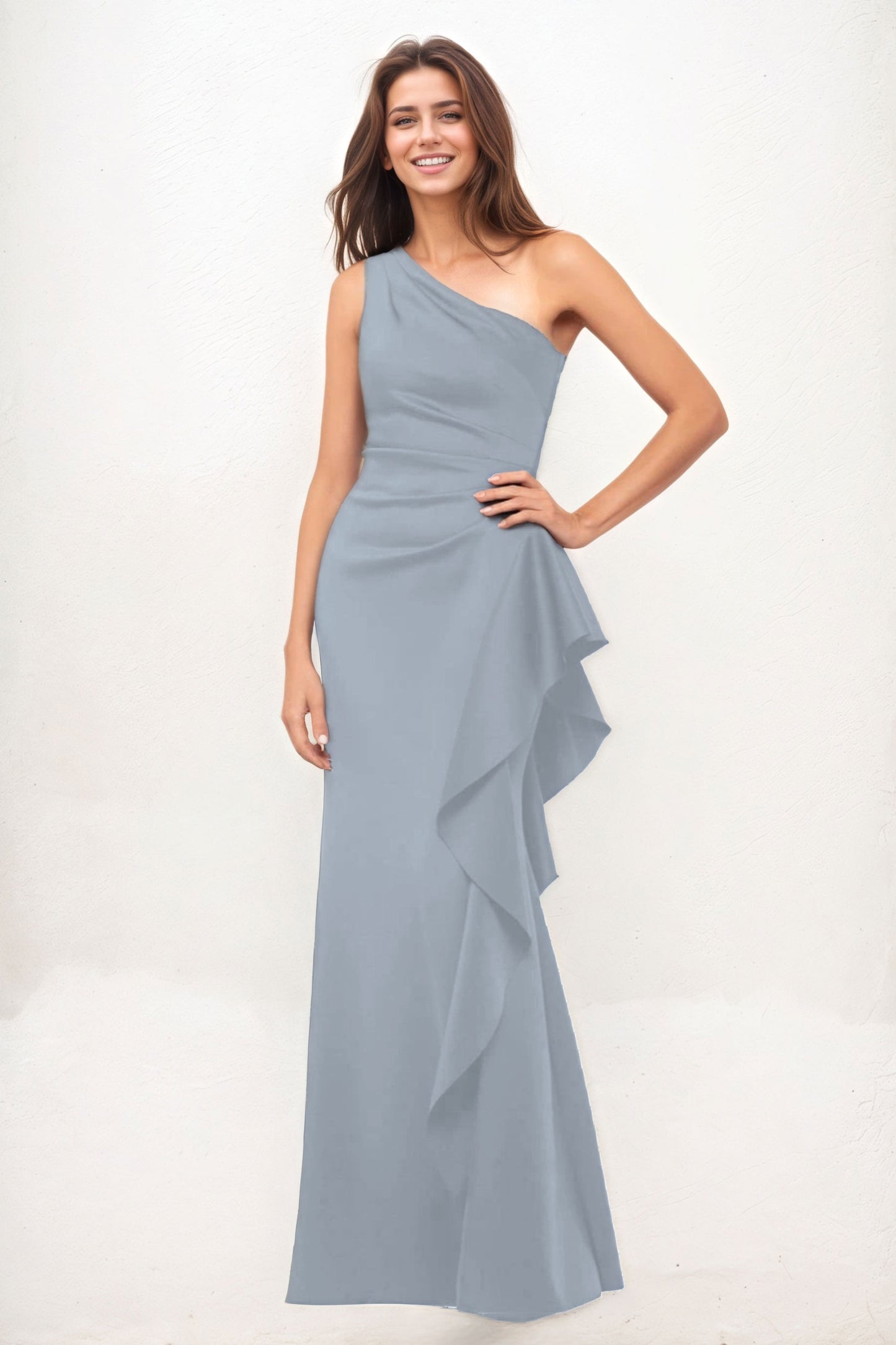 Sheath-Column Maxi Luxe Satin Wedding Guest Dress CG0287