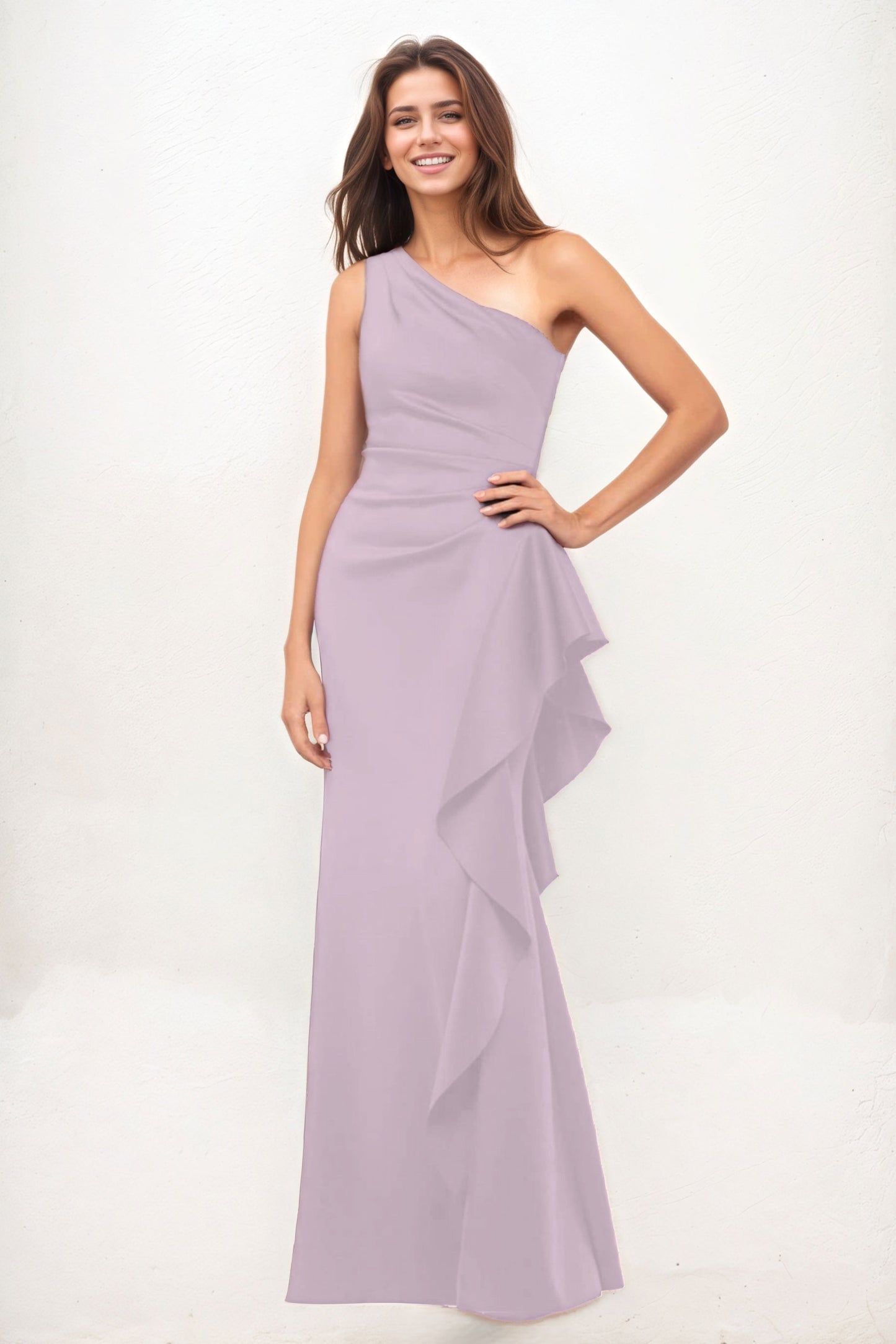 Sheath-Column Maxi Luxe Satin Wedding Guest Dress CG0287