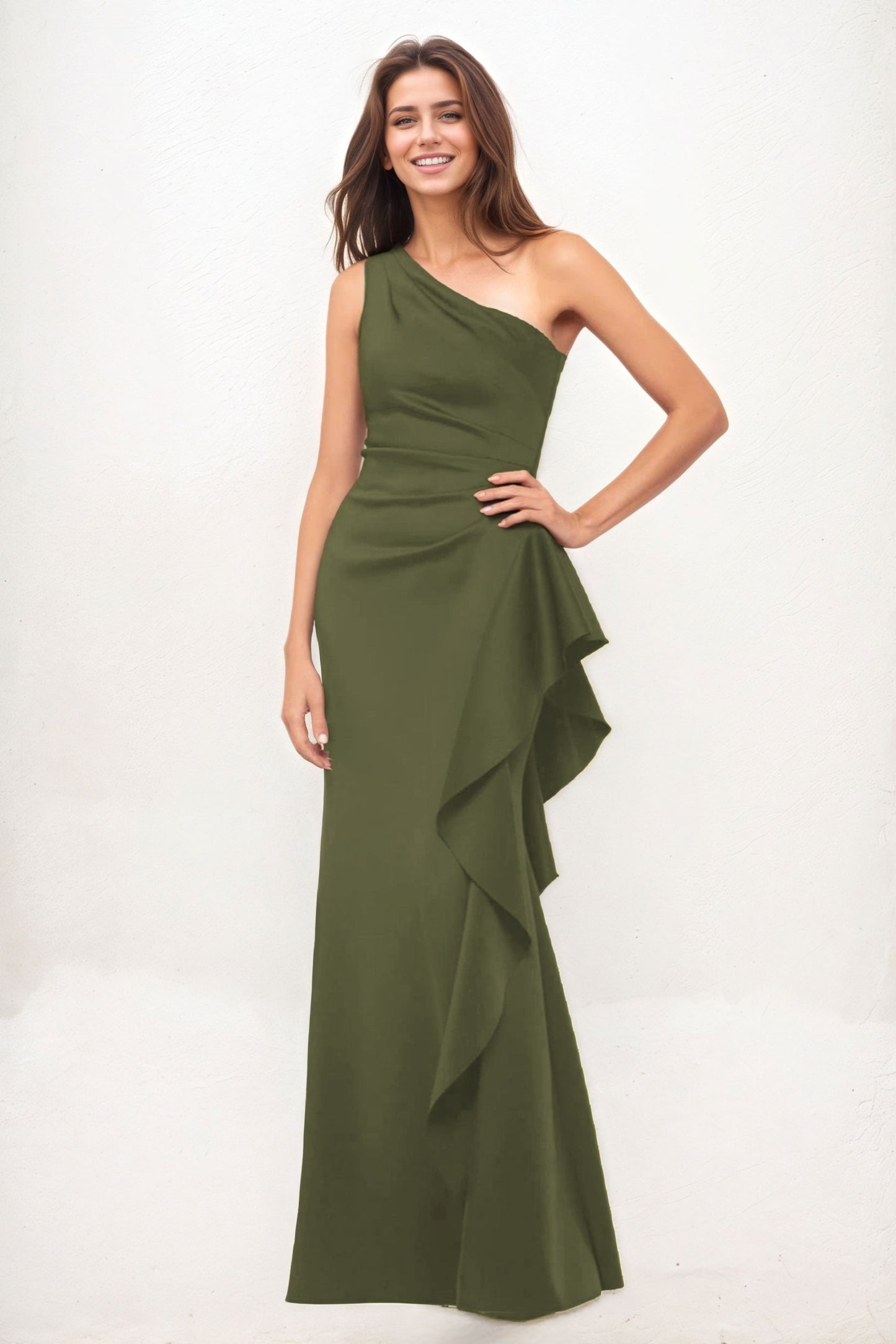 Sheath-Column Maxi Luxe Satin Wedding Guest Dress CG0287