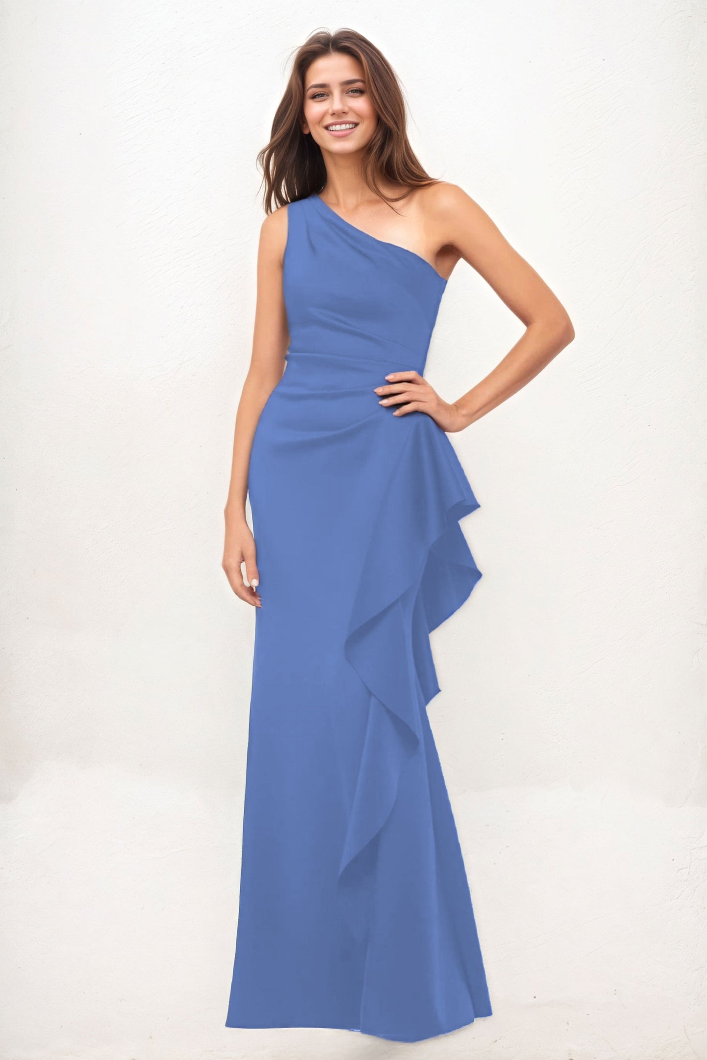 Sheath-Column Maxi Luxe Satin Wedding Guest Dress CG0287