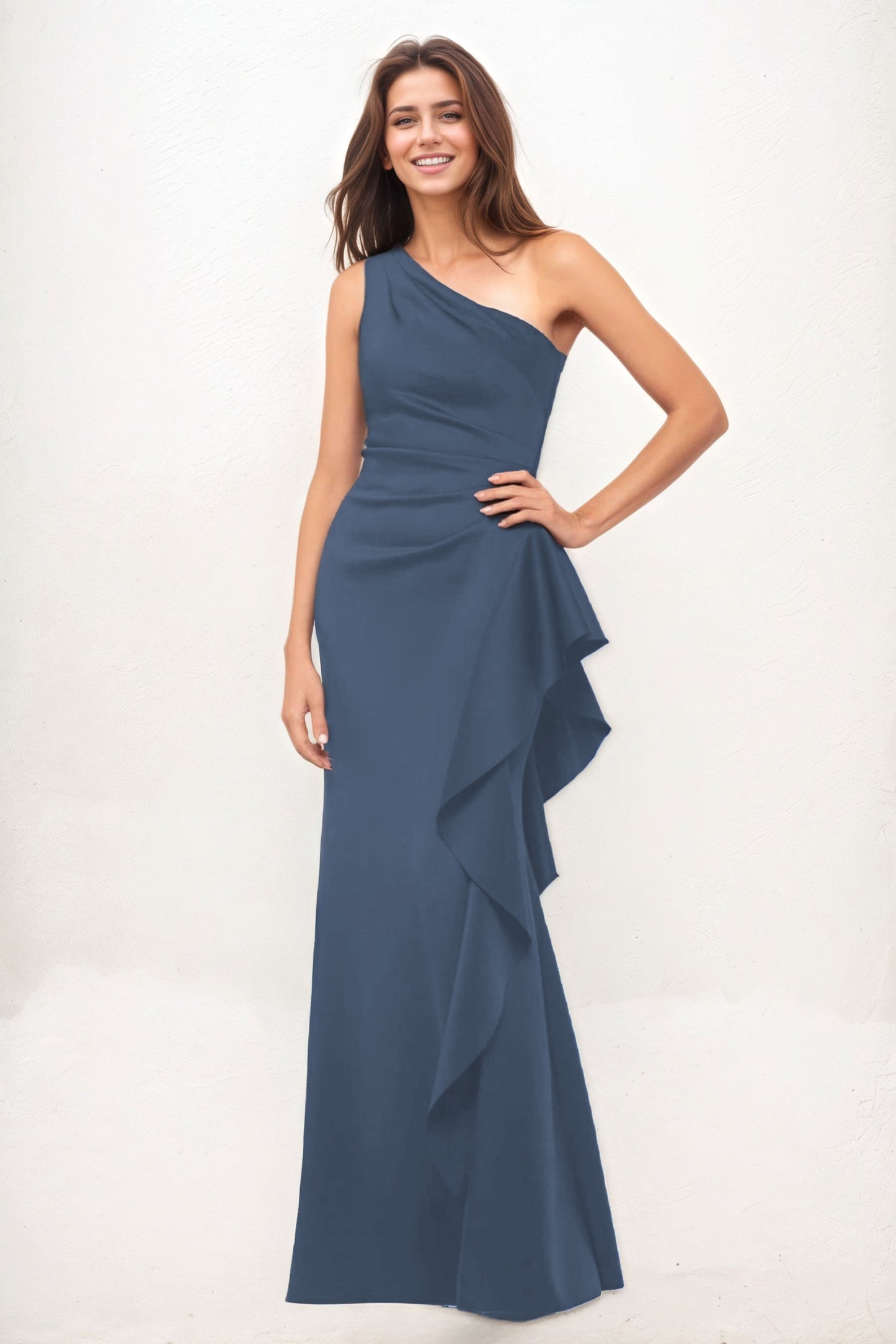 Sheath-Column Maxi Luxe Satin Wedding Guest Dress CG0287