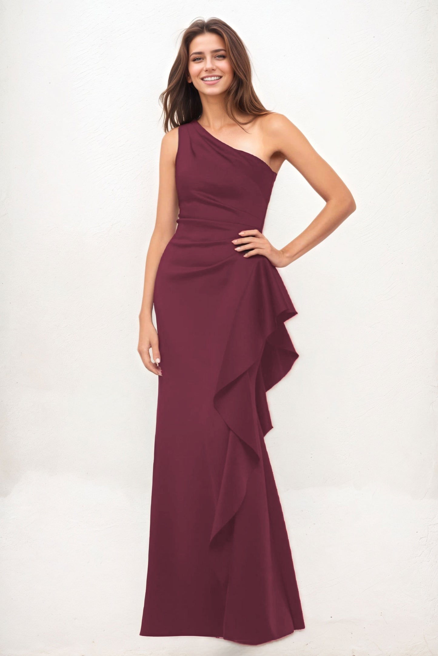 Sheath-Column Maxi Luxe Satin Wedding Guest Dress CG0287