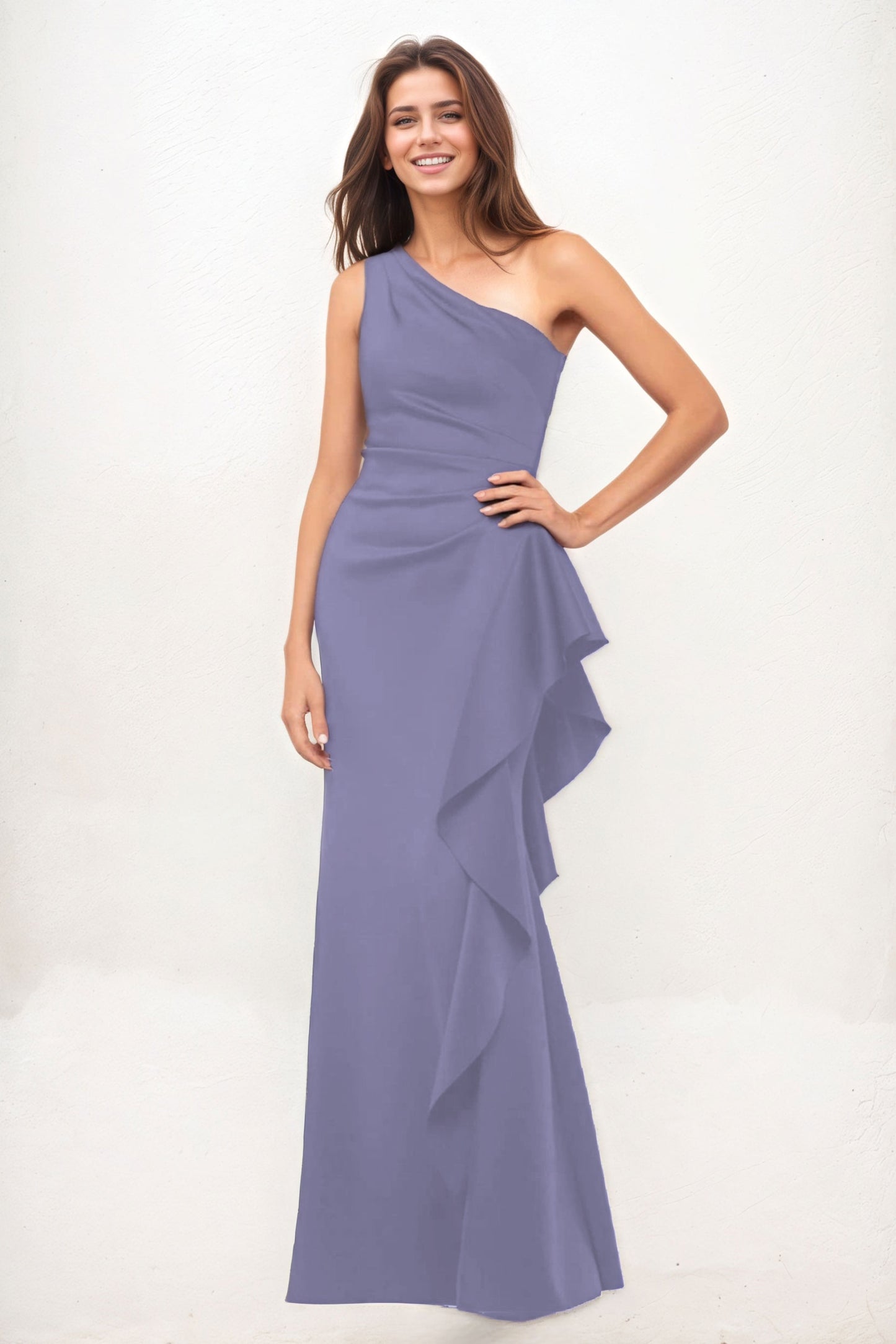 Sheath-Column Maxi Luxe Satin Wedding Guest Dress CG0287