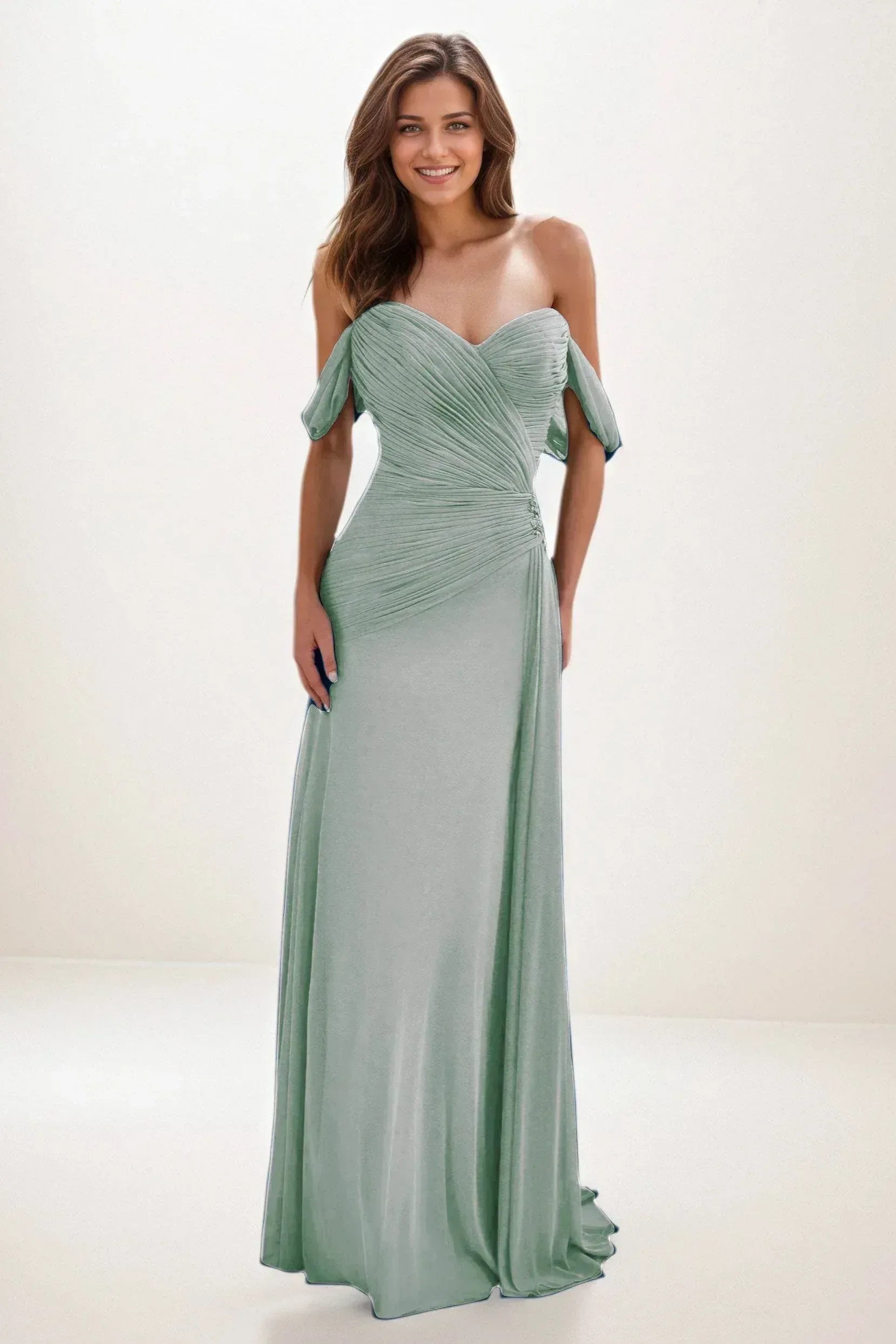 Sheath-Column Maxi Chiffon Wedding Guest Dress COCOMELODY CG0288, Ocean Blue Sheath-Column Maxi Chiffon Wedding Guest Dress COCOMELODY CG0288, Ocean Blue