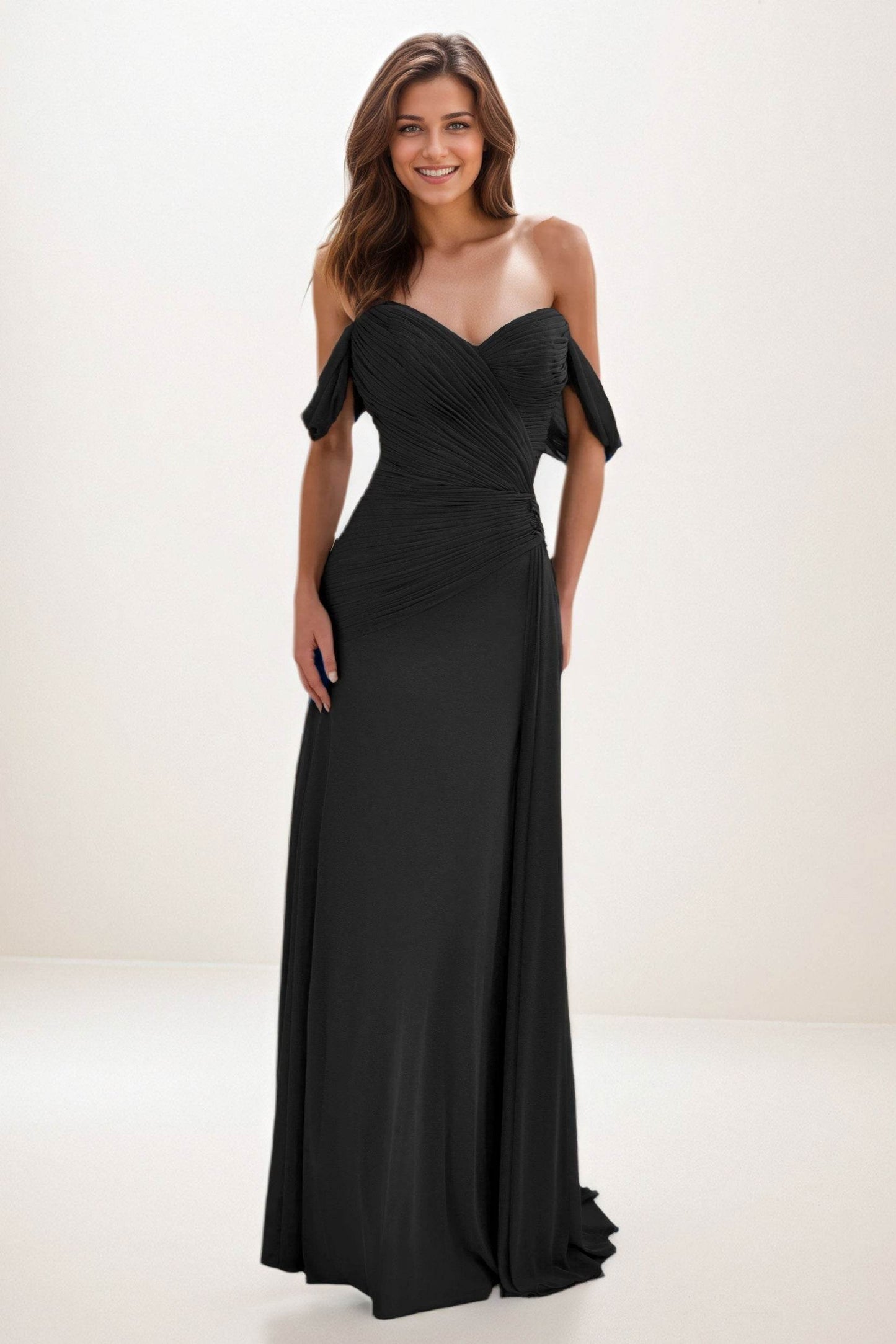 Sheath-Column Maxi Chiffon Wedding Guest Dress CG0288 - COCOMELODY