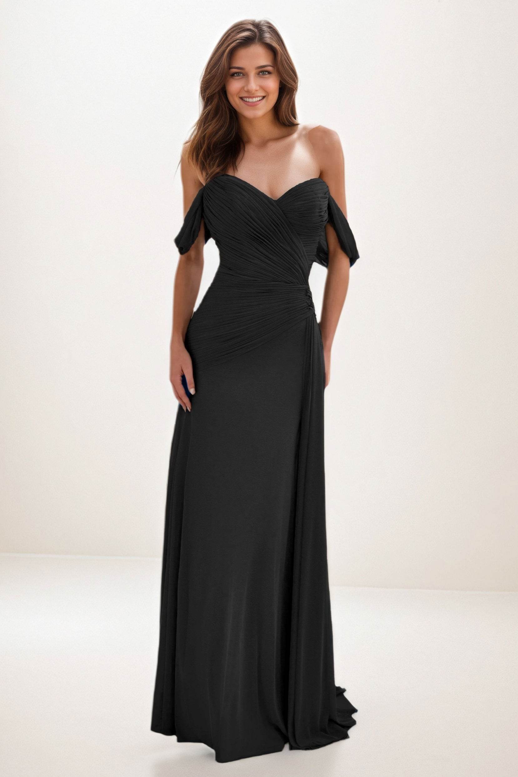 Sheath-Column Maxi Chiffon Wedding Guest Dress CG0288 - COCOMELODY