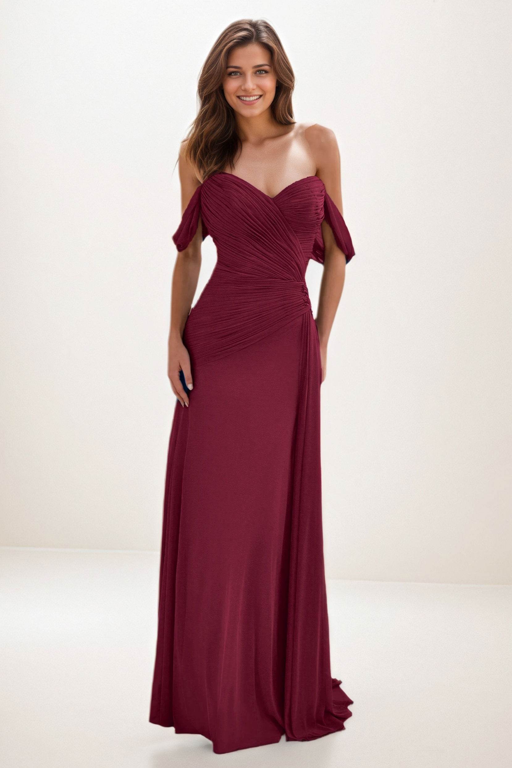 Sheath-Column Maxi Chiffon Wedding Guest Dress CG0288 - COCOMELODY