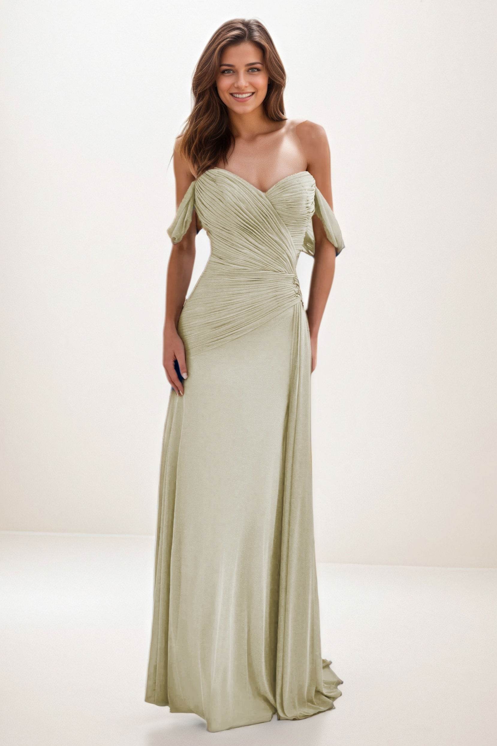 Sheath-Column Maxi Chiffon Wedding Guest Dress CG0288 - COCOMELODY