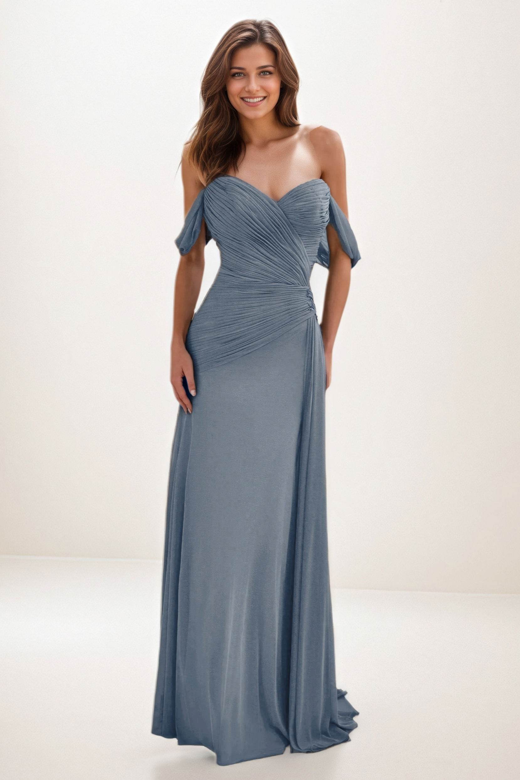 Sheath-Column Maxi Chiffon Wedding Guest Dress CG0288 - COCOMELODY
