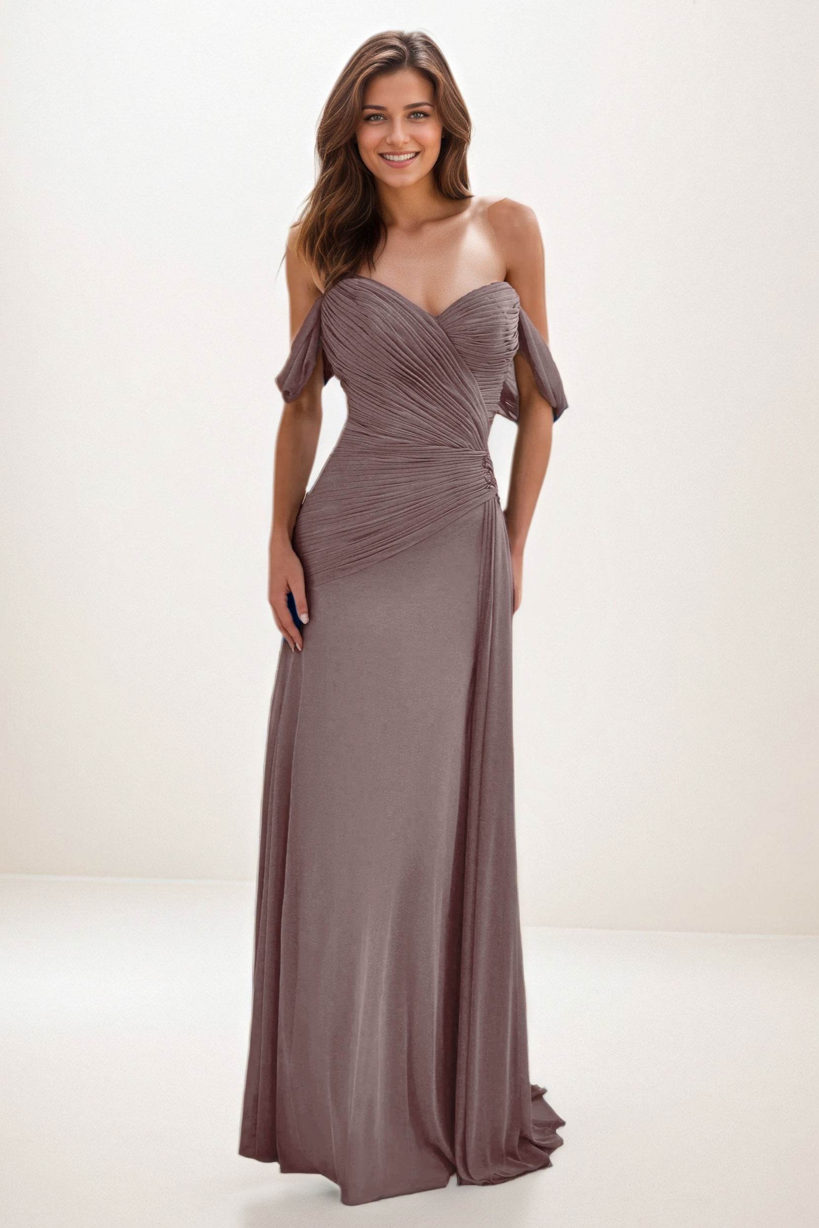Sheath-Column Maxi Chiffon Wedding Guest Dress CG0288 - COCOMELODY