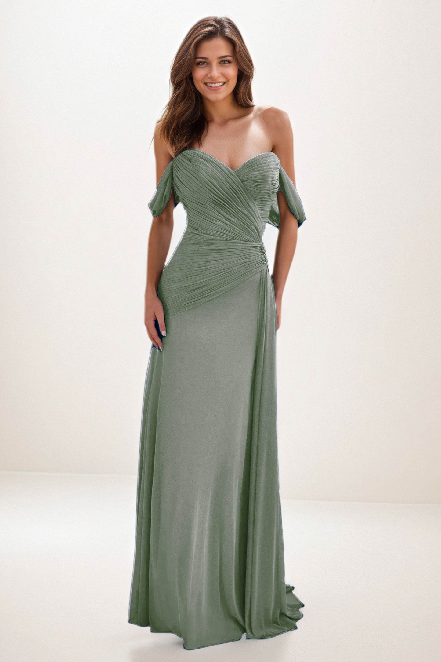Sheath-Column Maxi Chiffon Wedding Guest Dress CG0288 - COCOMELODY