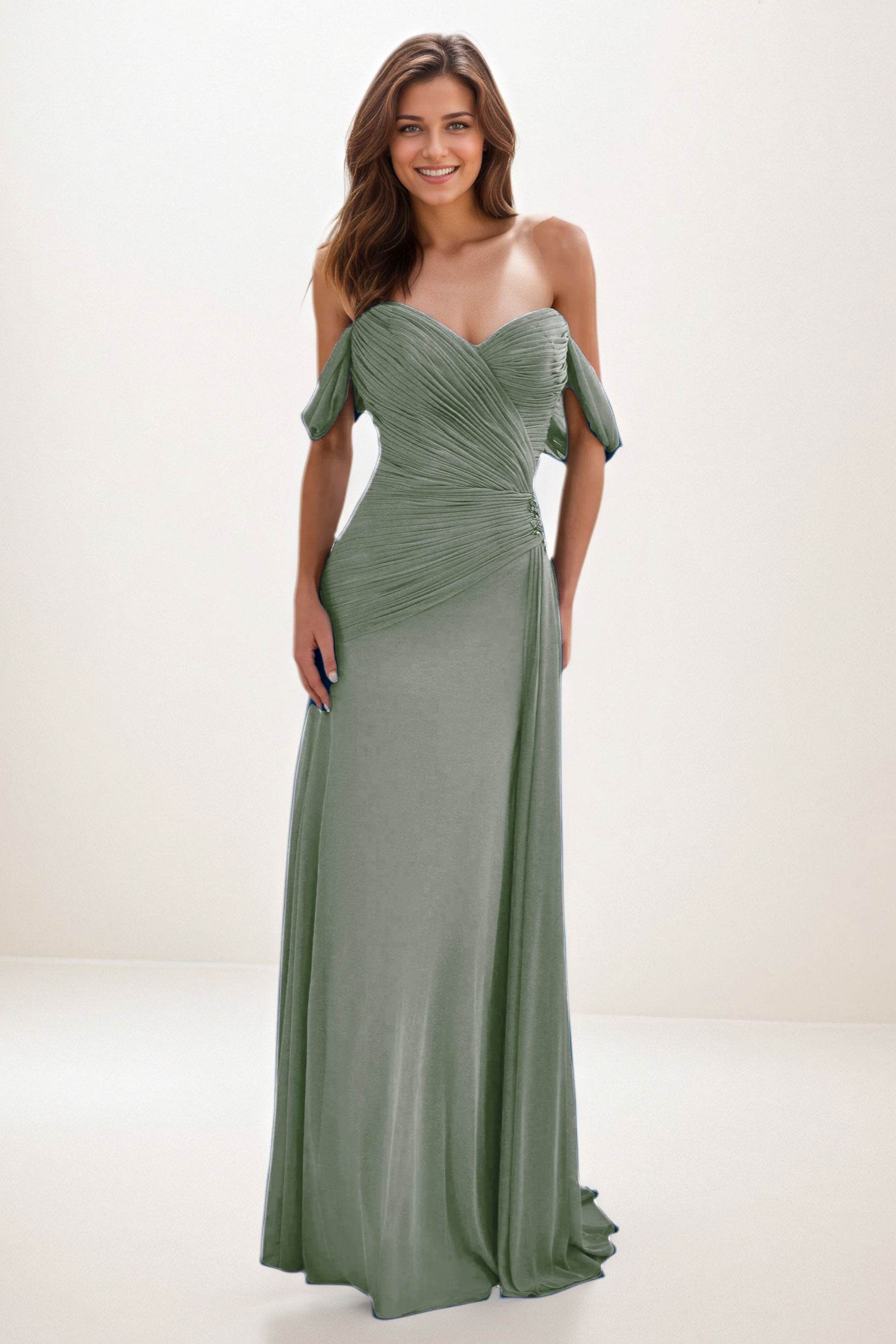 Sheath-Column Maxi Chiffon Wedding Guest Dress CG0288 - COCOMELODY