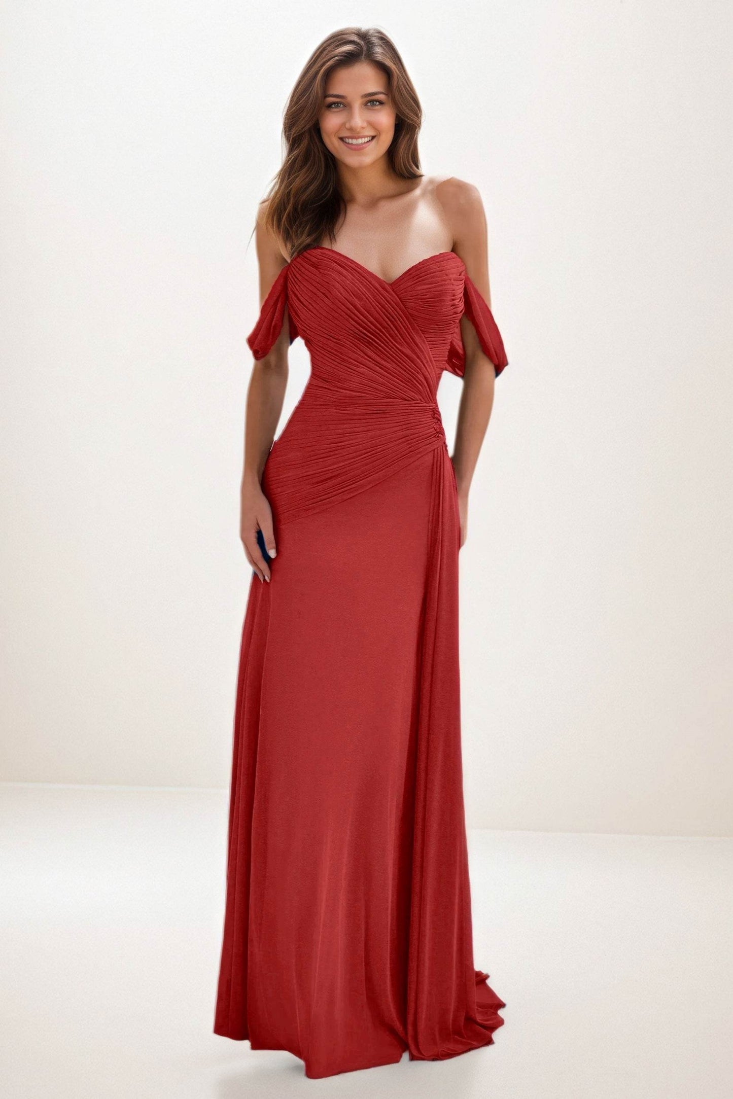 Sheath-Column Maxi Chiffon Wedding Guest Dress CG0288 - COCOMELODY