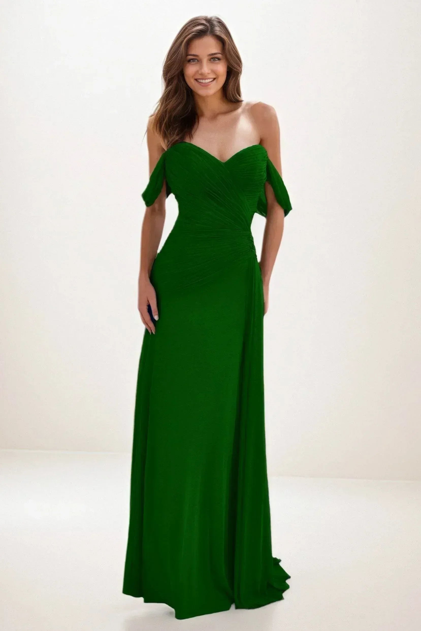 Sheath-Column Maxi Chiffon Wedding Guest Dress COCOMELODY CG0288, Hunter Green Sheath-Column Maxi Chiffon Wedding Guest Dress COCOMELODY CG0288, Hunter Green