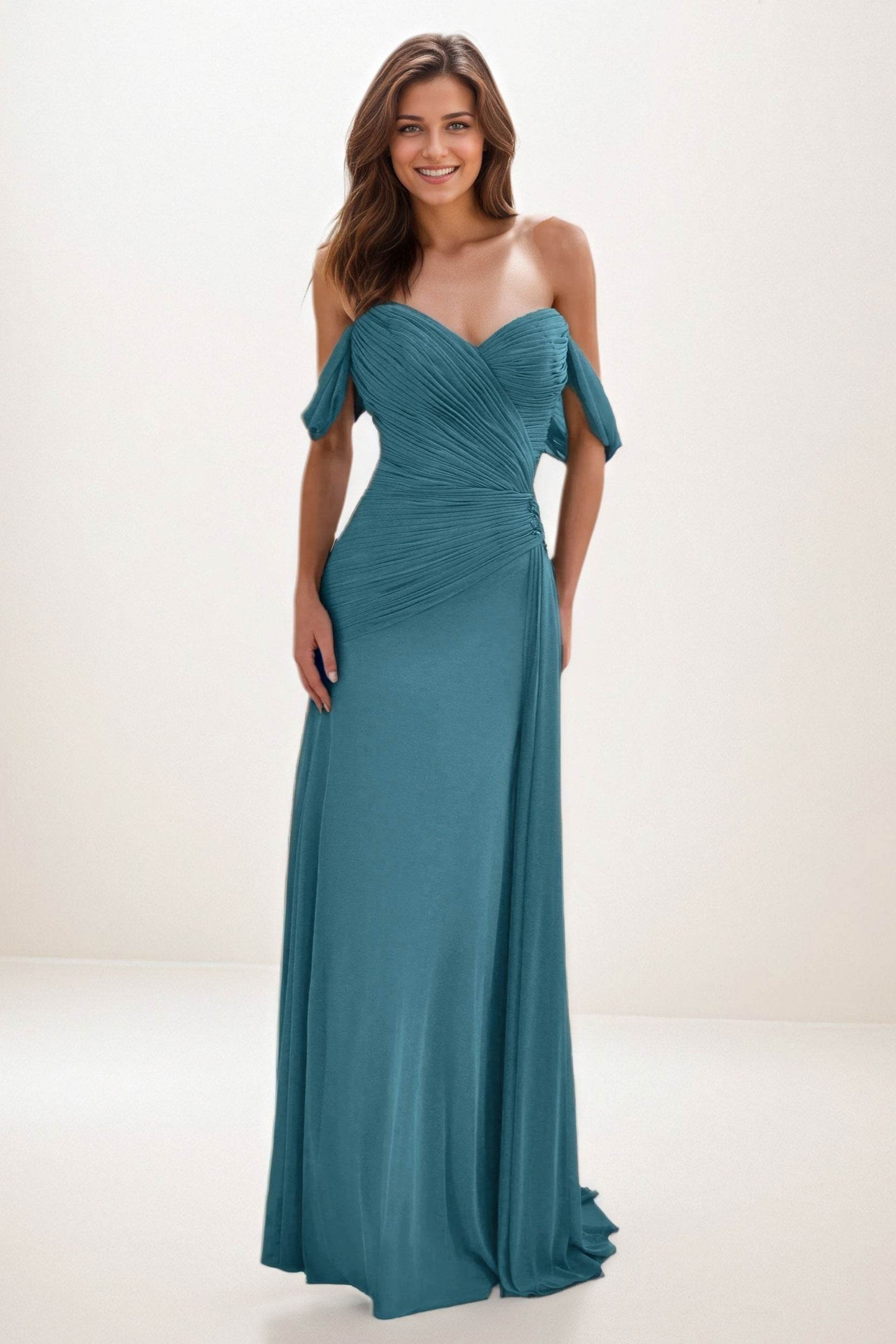 Sheath-Column Maxi Chiffon Wedding Guest Dress CG0288 - COCOMELODY