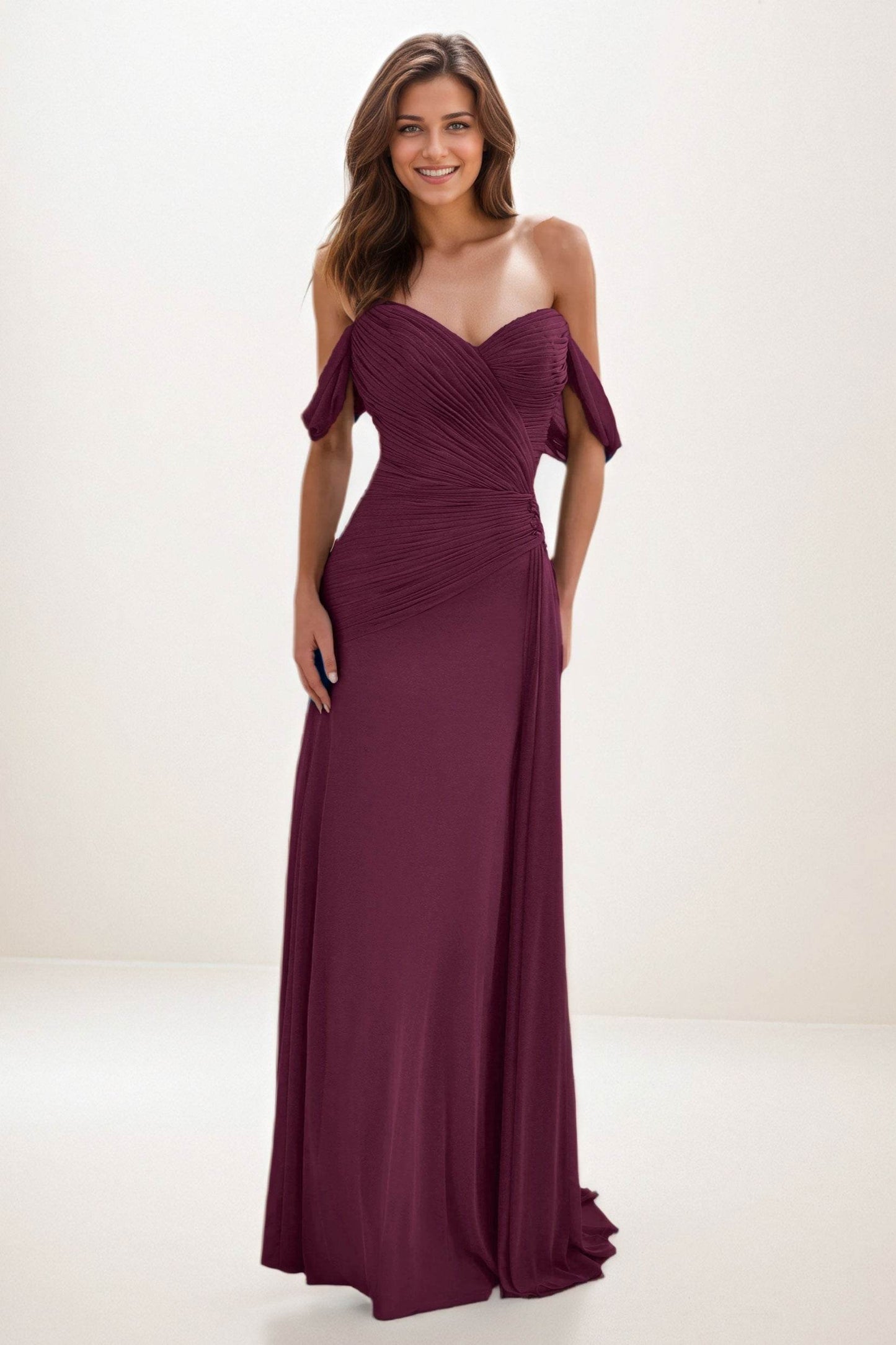 Sheath-Column Maxi Chiffon Wedding Guest Dress CG0288 - COCOMELODY