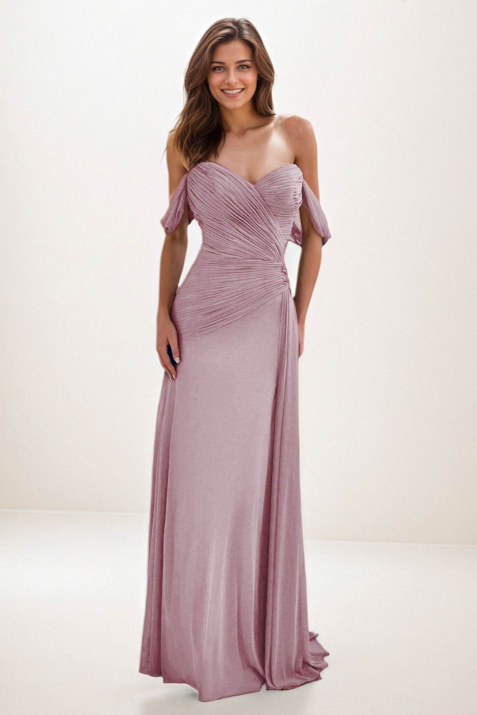 Sheath-Column Maxi Chiffon Wedding Guest Dress CG0288 - COCOMELODY