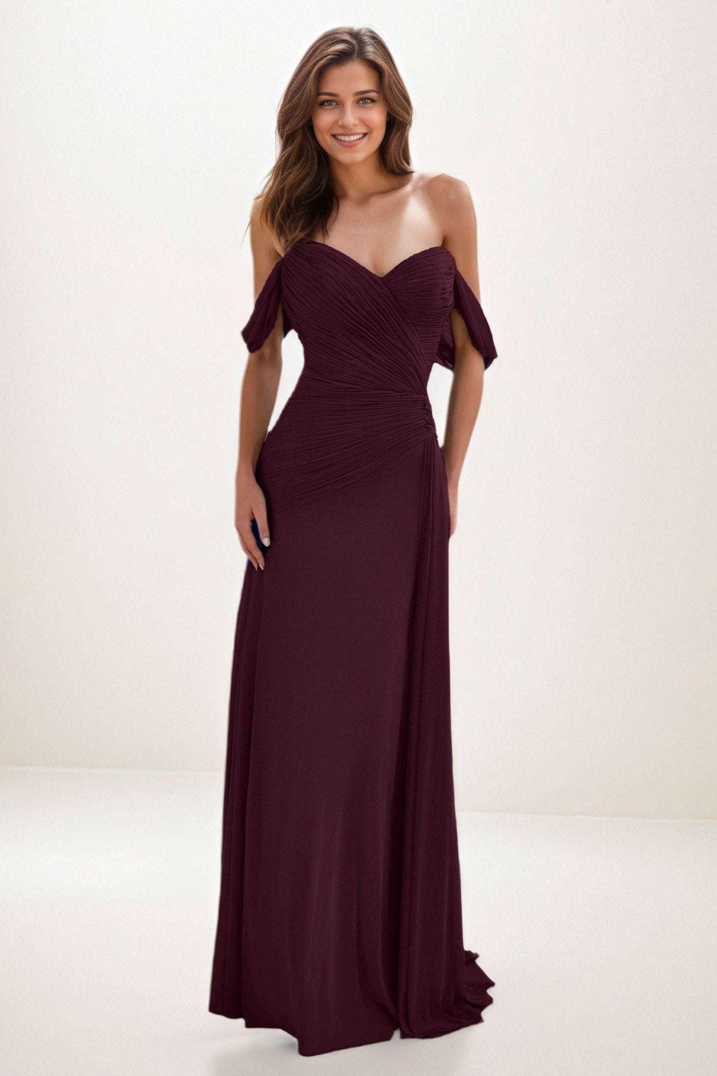Sheath-Column Maxi Chiffon Wedding Guest Dress CG0288 - COCOMELODY